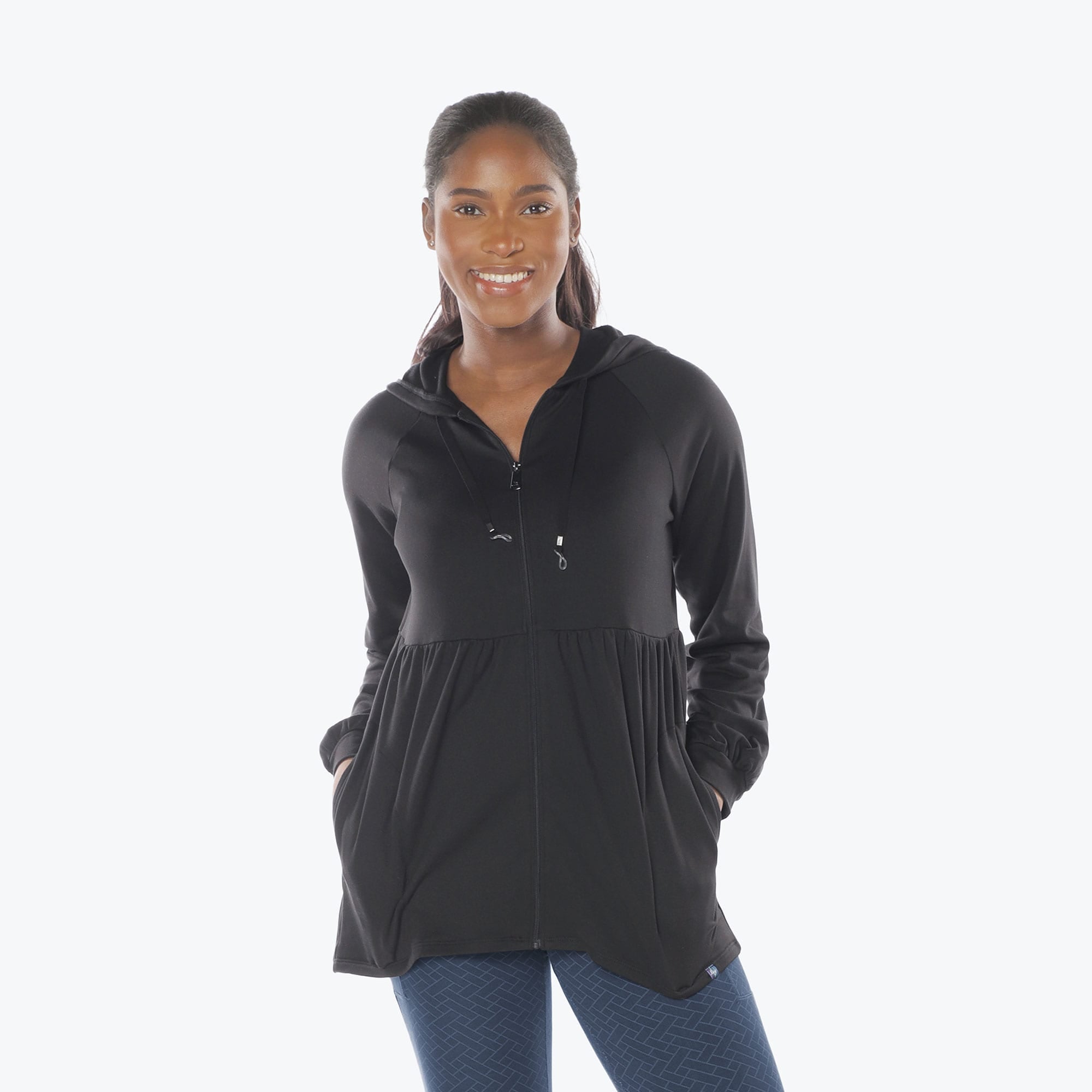 Shimmy Brushed Jersey Zip Up - BLACK - Shimmy_Black_S_01a