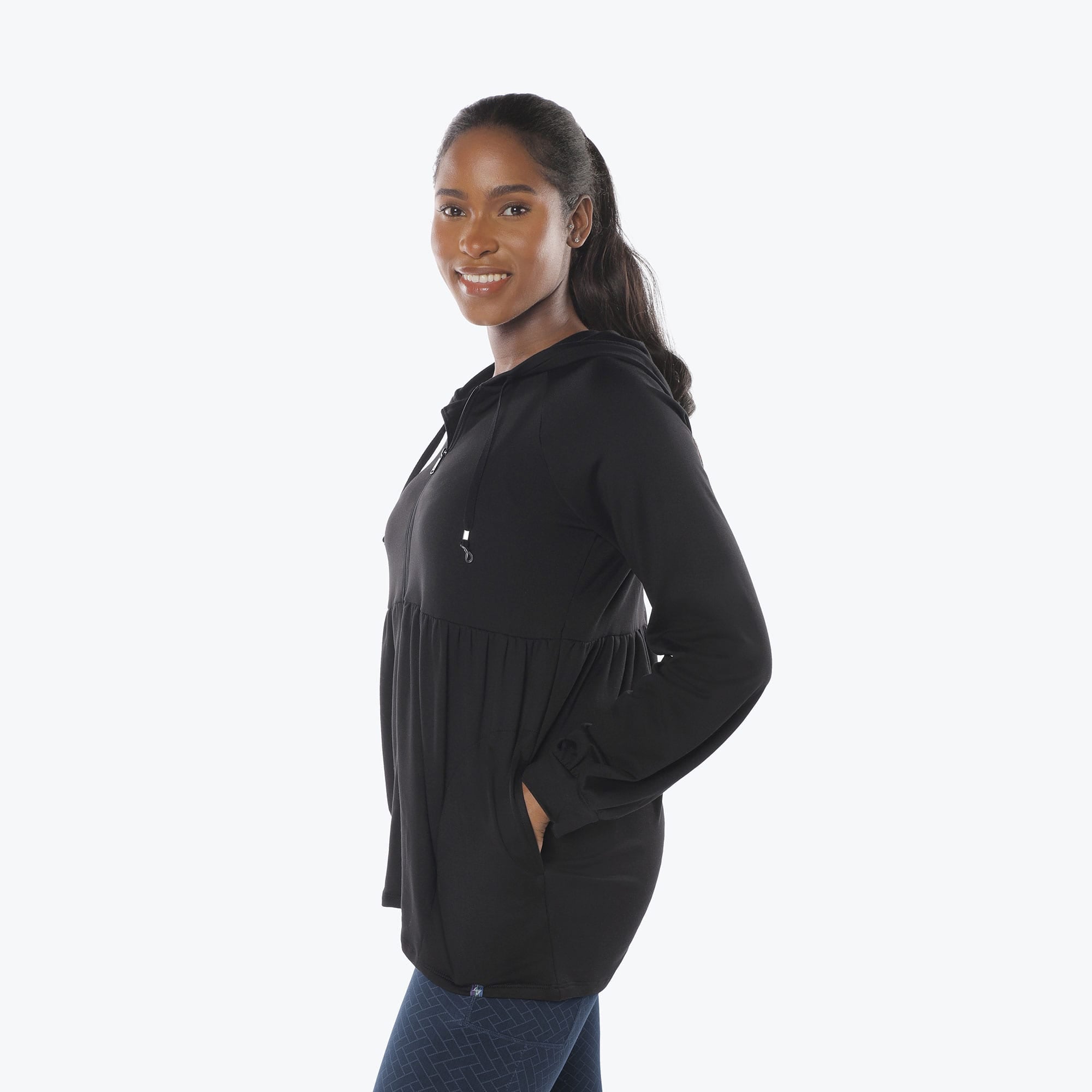Shimmy Brushed Jersey Zip Up - BLACK - Shimmy_Black_S_03