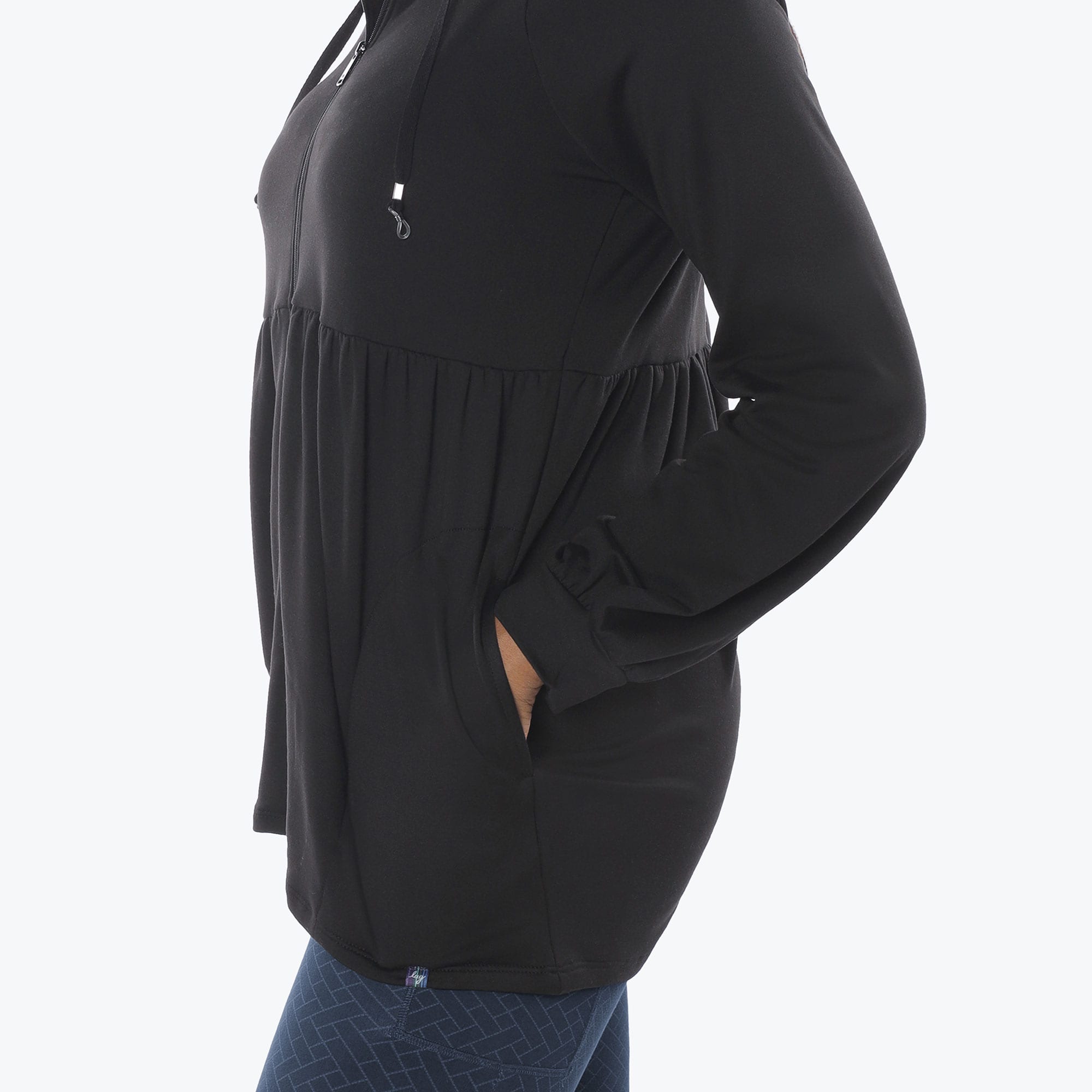 Shimmy Brushed Jersey Zip Up - BLACK - Shimmy_Black_S_04