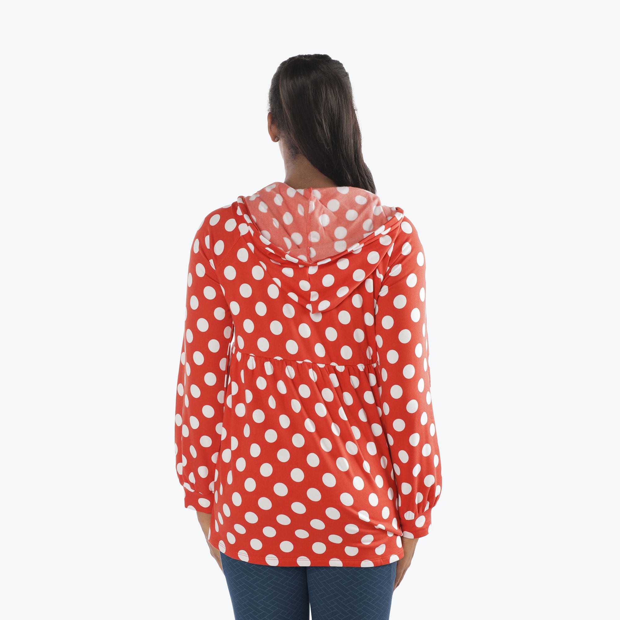 Shimmy Brushed Jersey Zip Up - CRIMSON LARGE DOT - Shimmy_Crimson_Large_Dot_S_02