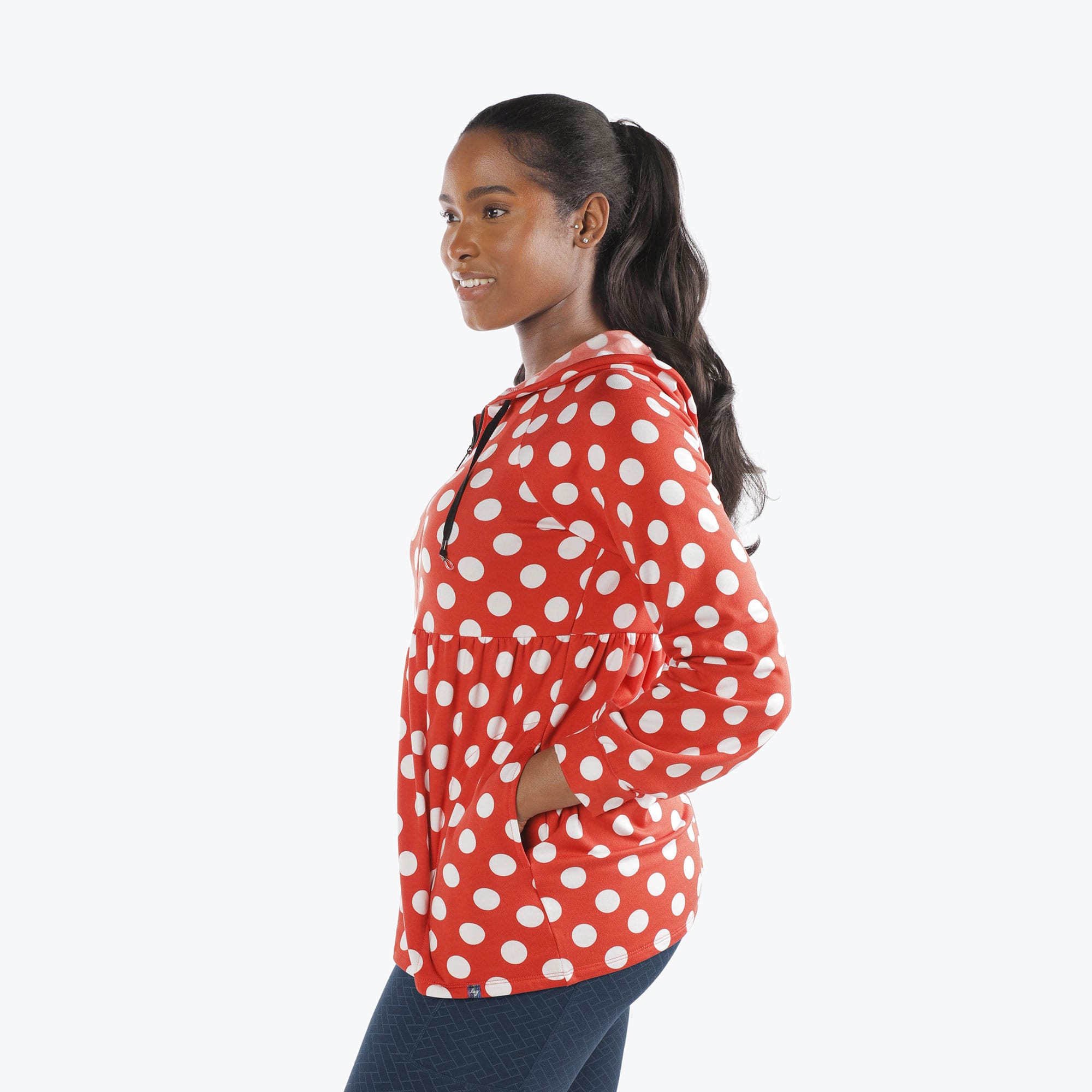 Shimmy Brushed Jersey Zip Up - CRIMSON LARGE DOT - Shimmy_Crimson_Large_Dot_S_03