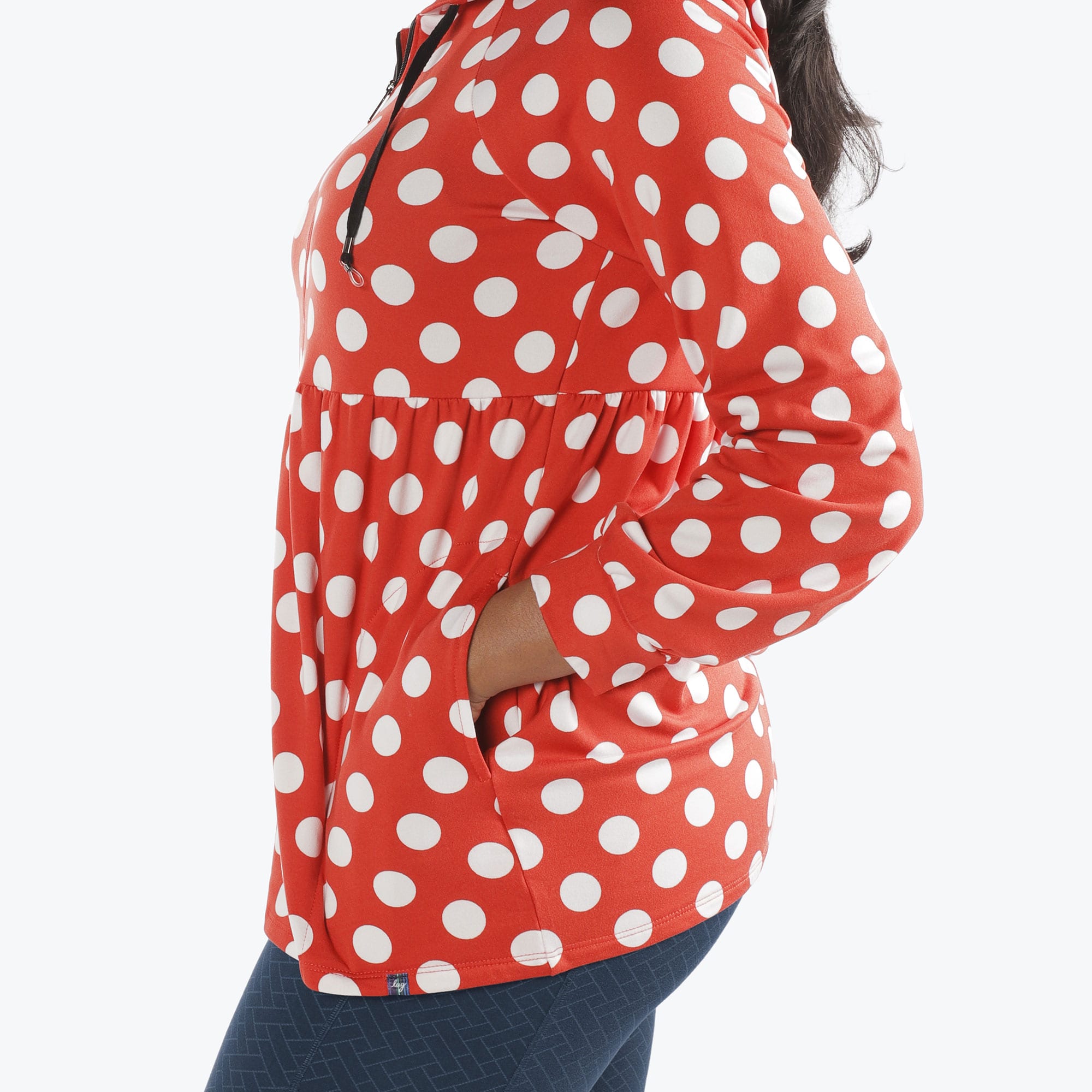 Shimmy Brushed Jersey Zip Up - CRIMSON LARGE DOT - Shimmy_Crimson_Large_Dot_S_04