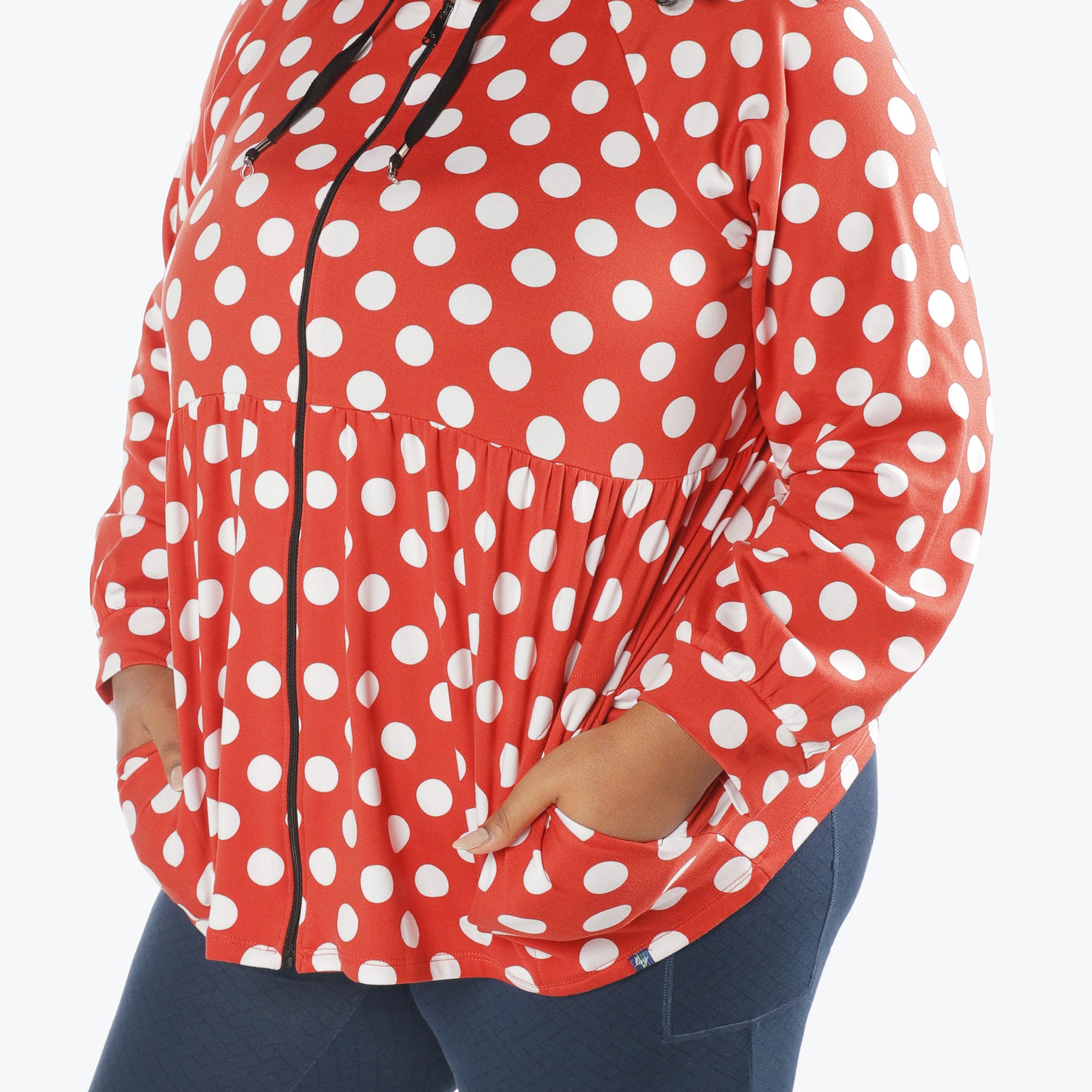 Shimmy Brushed Jersey Zip Up - CRIMSON LARGE DOT - Shimmy_Crimson_Large_Dot_XL_04