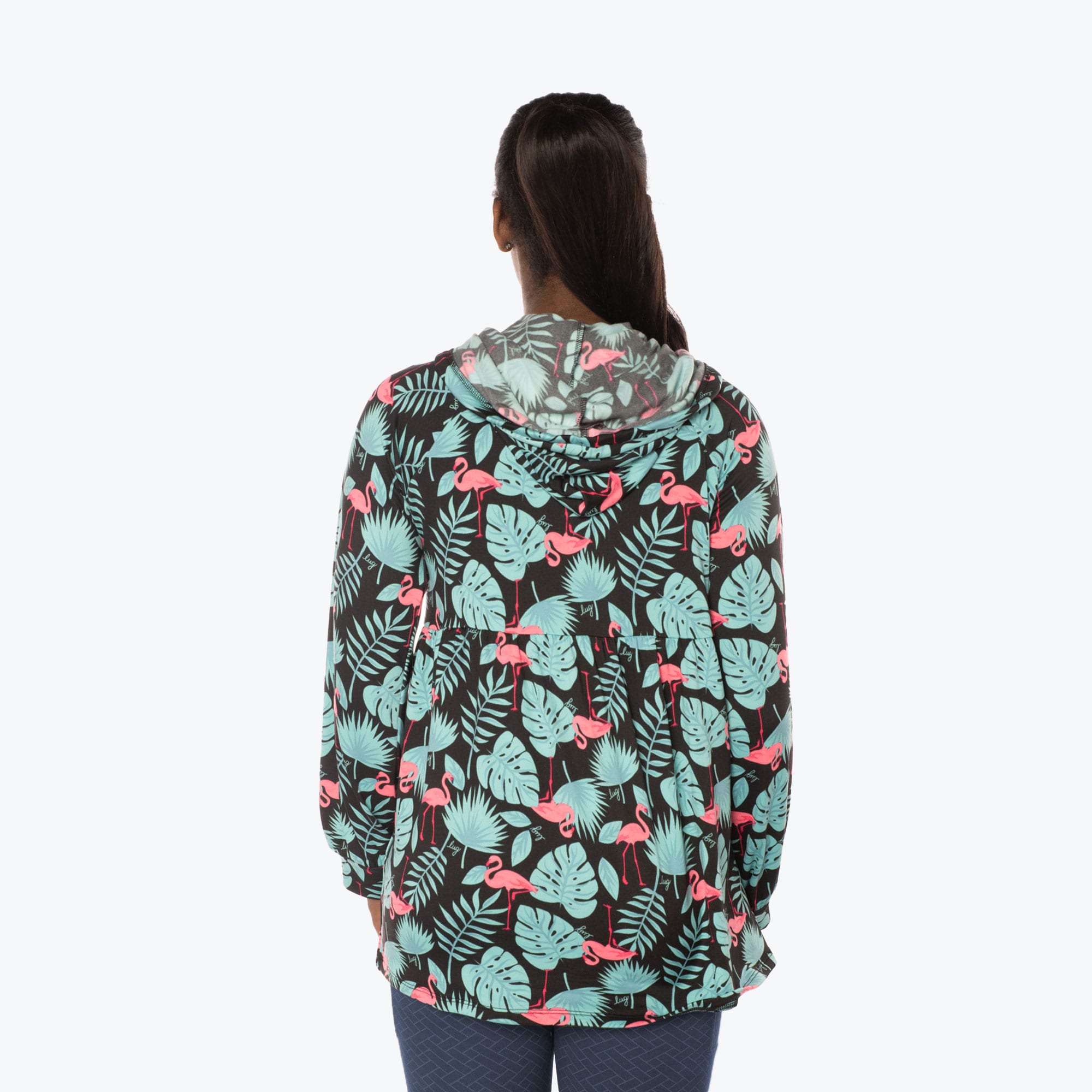 Shimmy Brushed Jersey Zip Up - FLAMINGO BLACK - Shimmy_Flamingo_Black_S_02