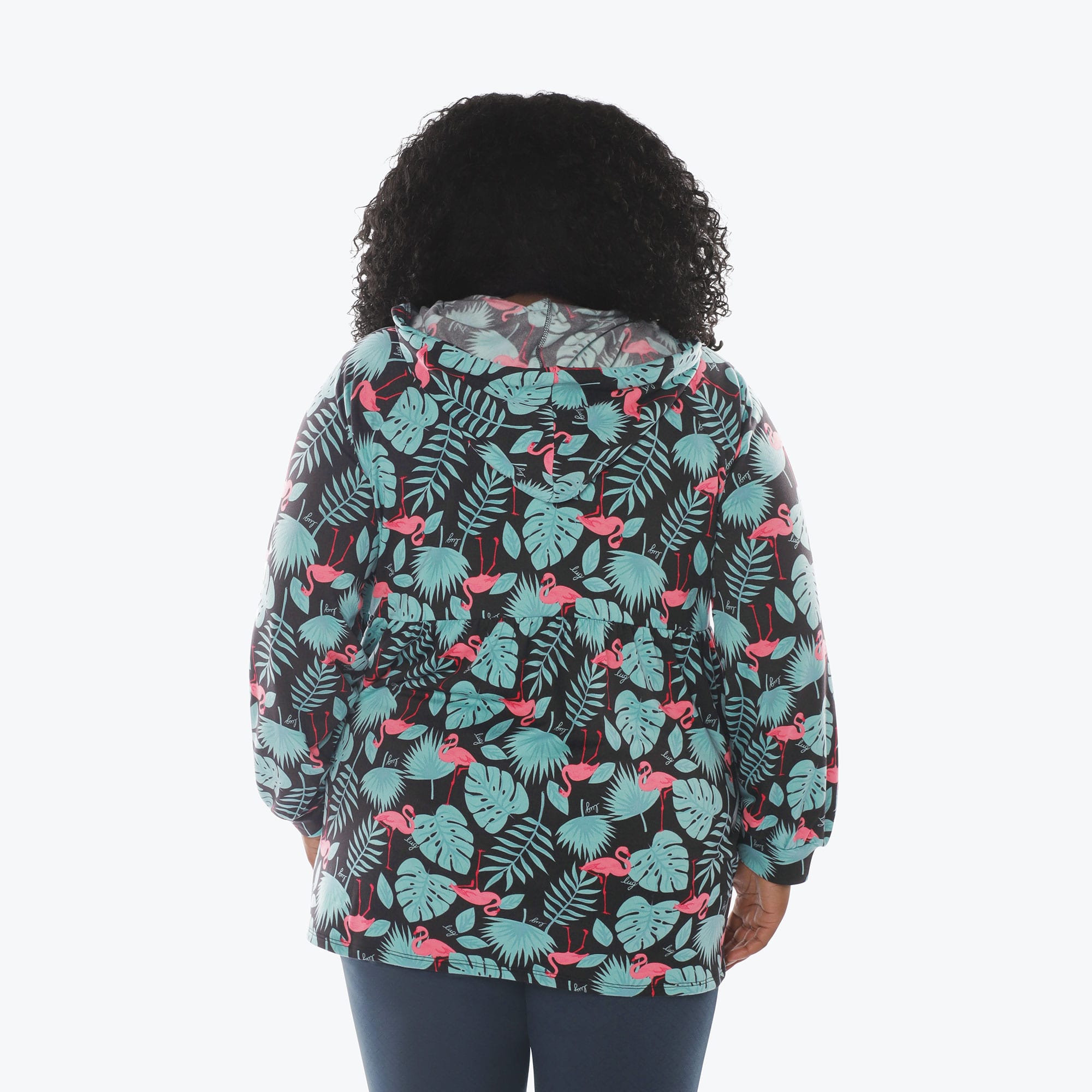 Shimmy Brushed Jersey Zip Up - FLAMINGO BLACK - Shimmy_Flamingo_Black_XL_02b