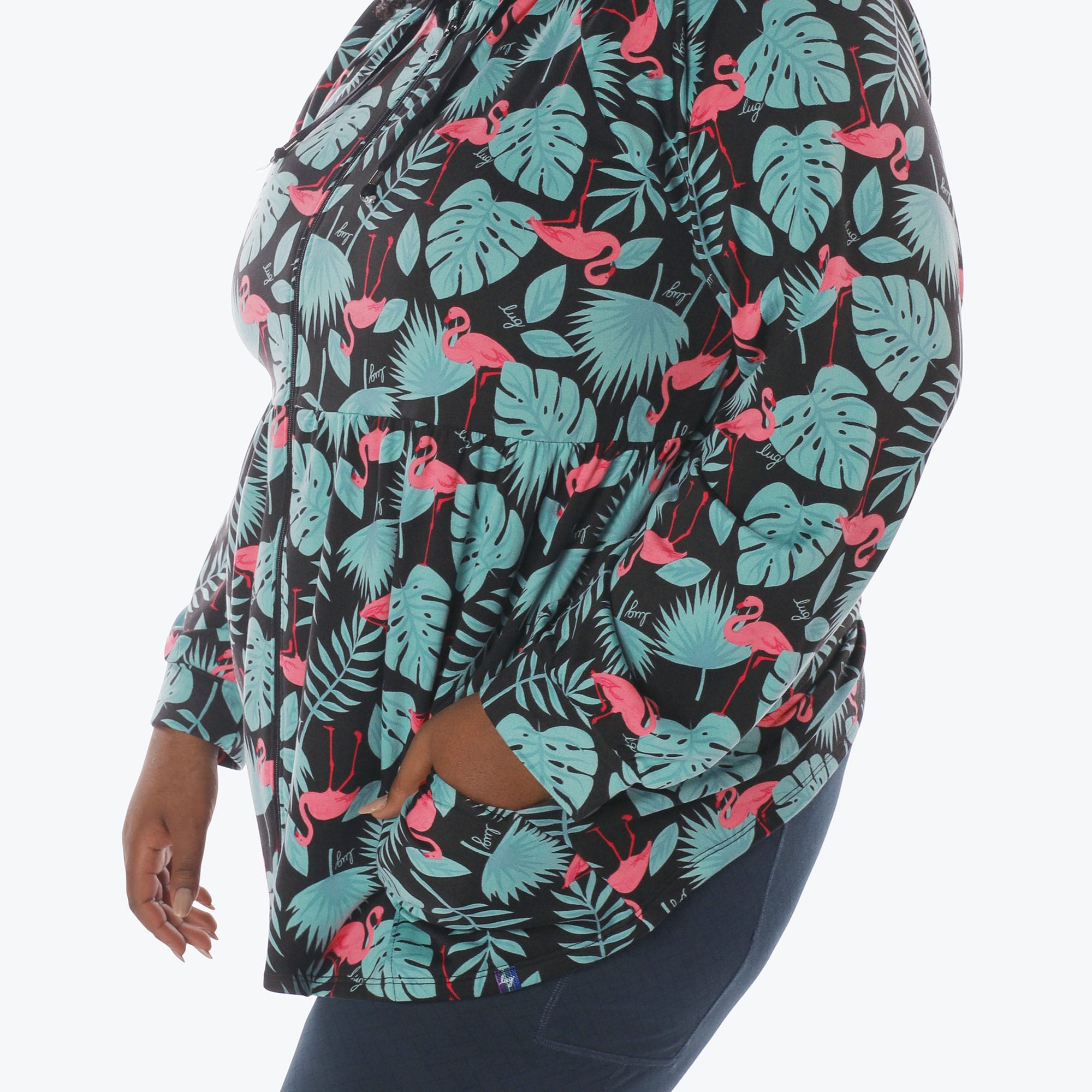 Shimmy Brushed Jersey Zip Up - FLAMINGO BLACK - Shimmy_Flamingo_Black_XL_04