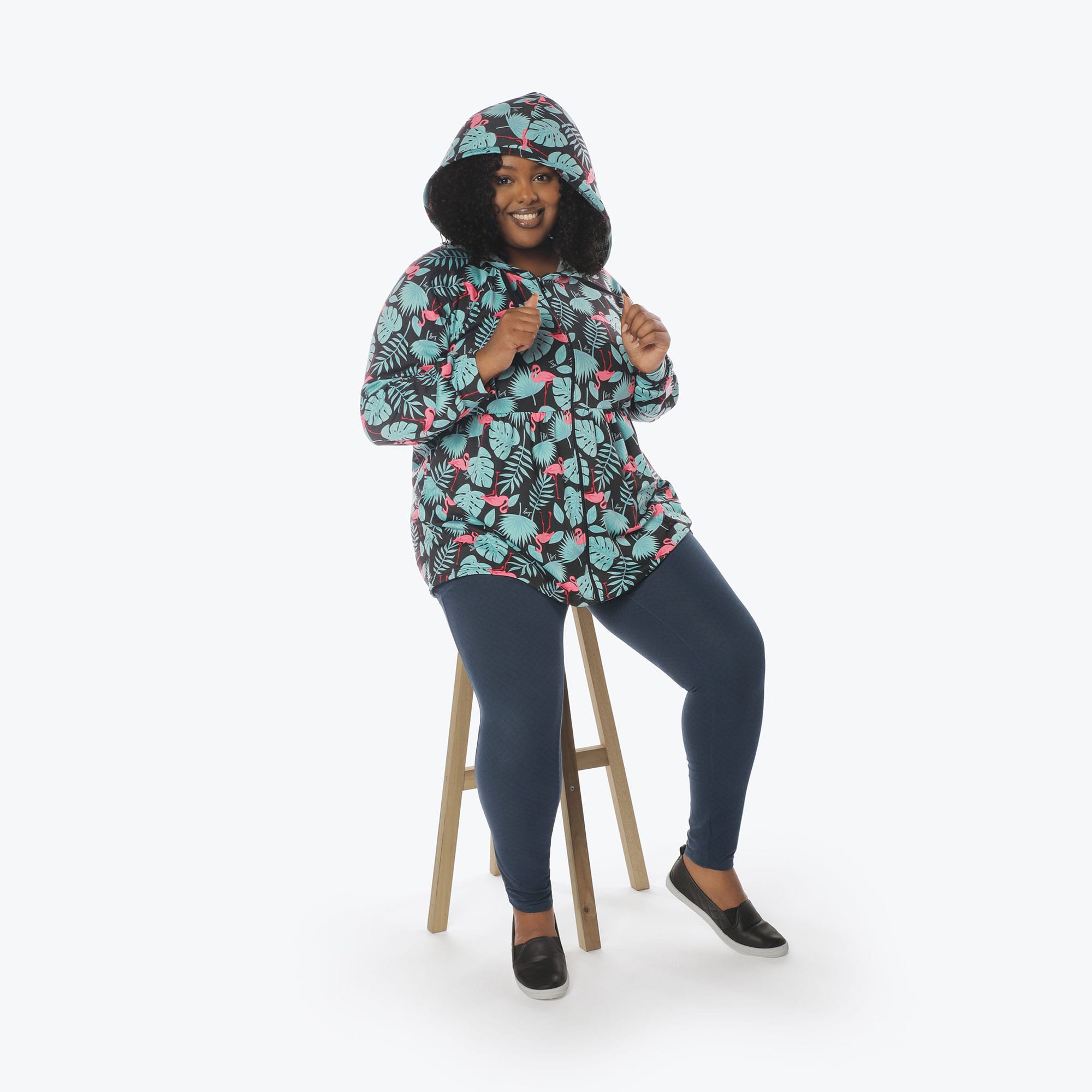 Shimmy Brushed Jersey Zip Up - FLAMINGO BLACK - Shimmy_Flamingo_Black_XL_05