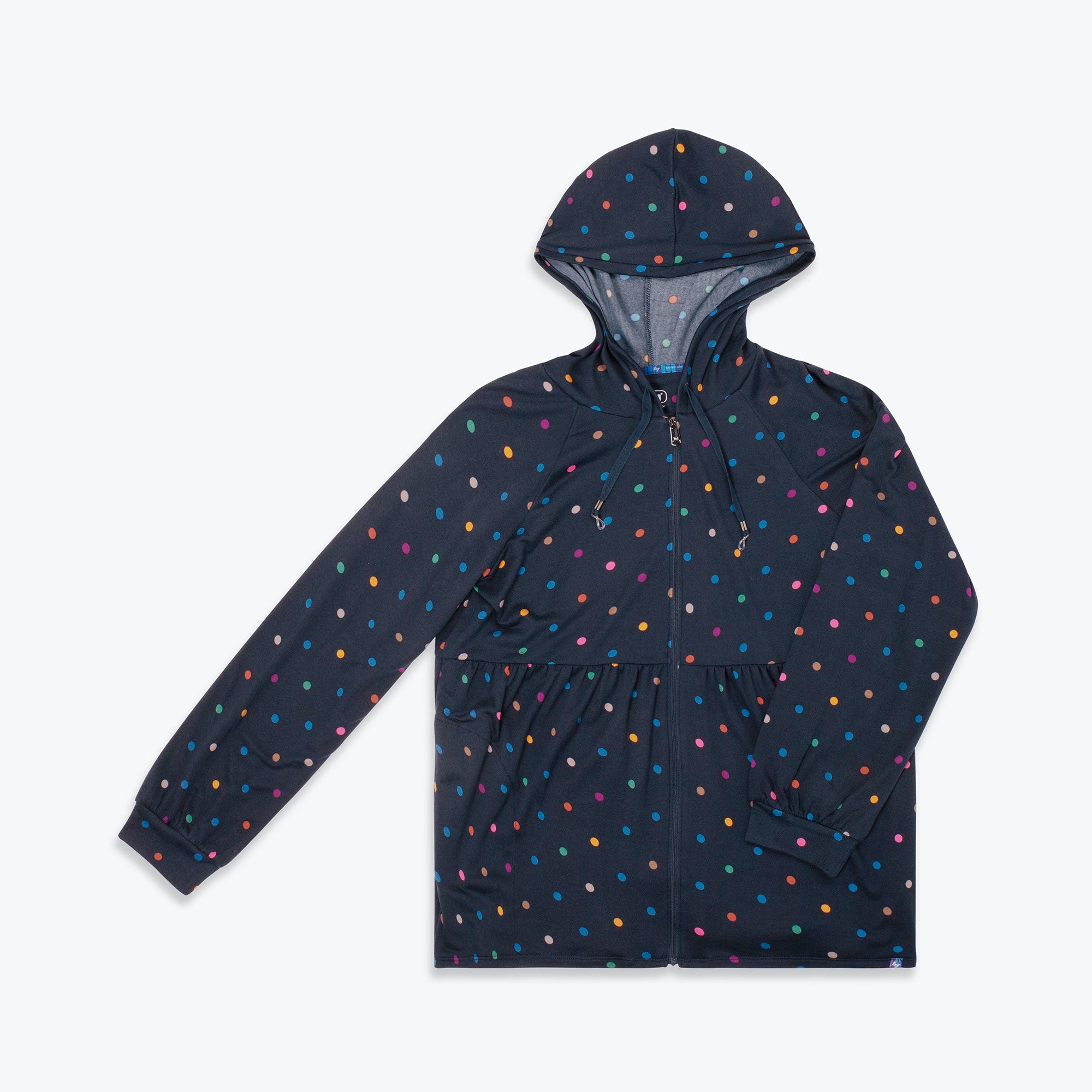 Shimmy Brushed Jersey Zip Up - MULTI DOTS NAVY - Shimmy_Multi_Dots_Navy_06_cc3fd564-7543-493c-8672-25e135096a26