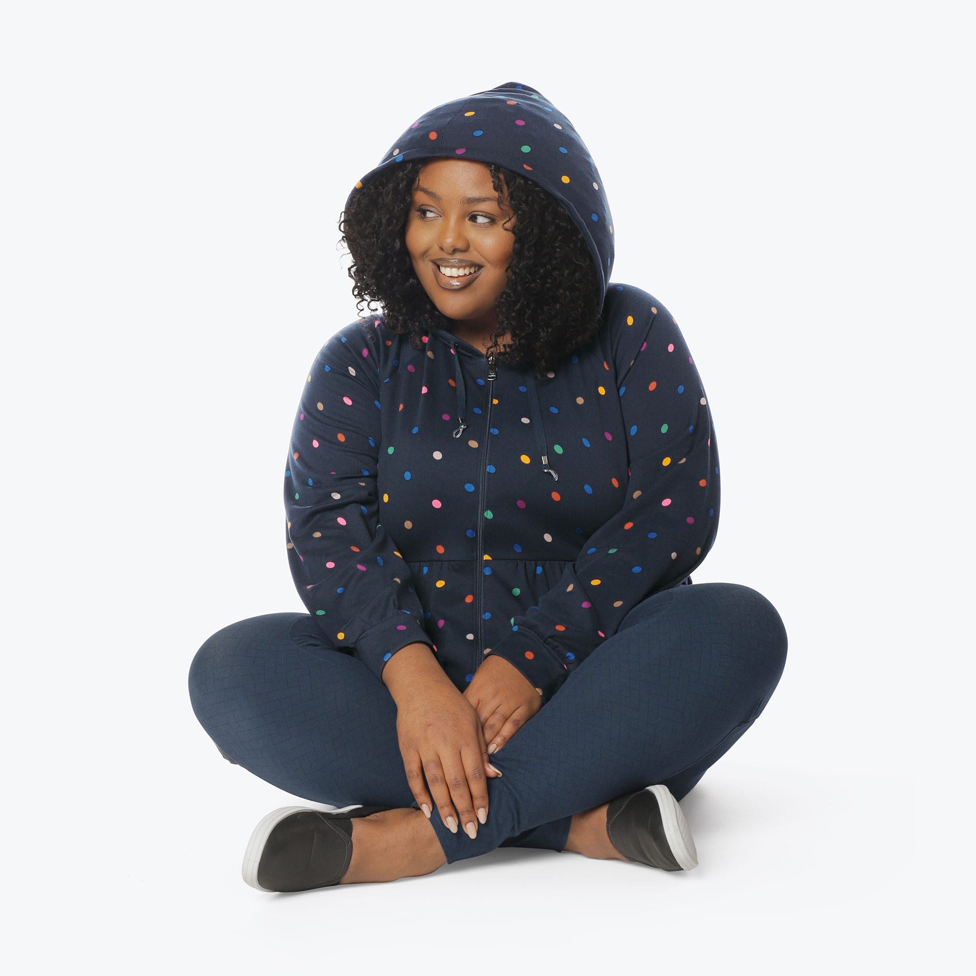Shimmy Brushed Jersey Zip Up - MULTI DOTS NAVY - Shimmy_Multi_Dots_Navy_XL_05