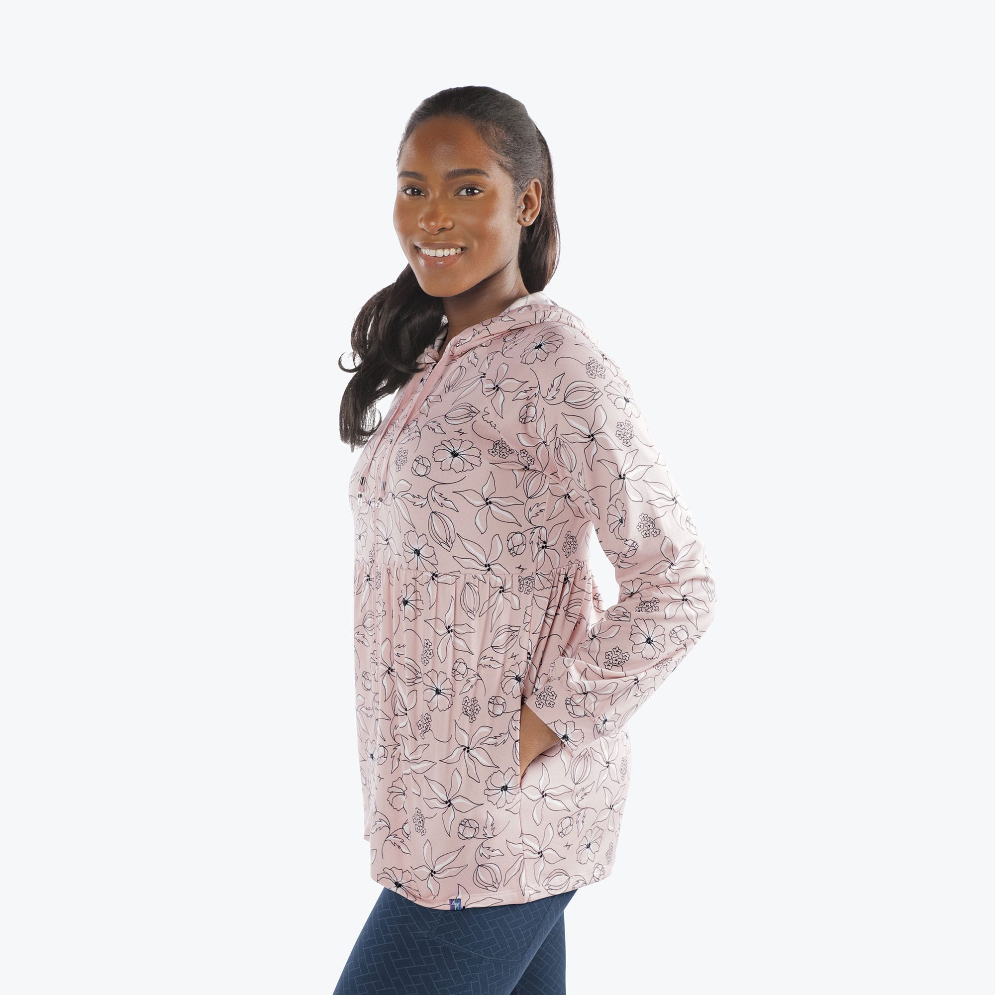 Shimmy Brushed Jersey Zip Up - SKETCH FLORAL BLUSH - Shimmy_Sketch_Floral_Blush_S_03