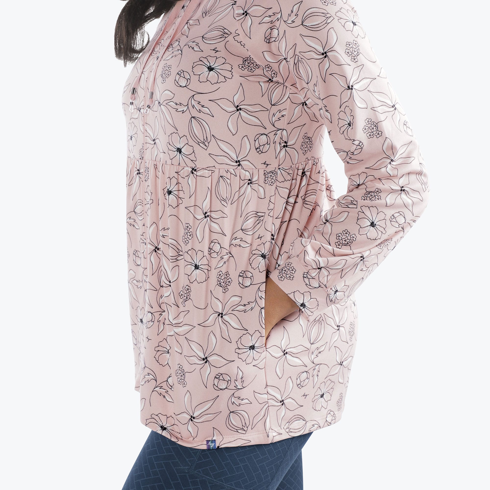 Shimmy Brushed Jersey Zip Up - SKETCH FLORAL BLUSH - Shimmy_Sketch_Floral_Blush_S_04