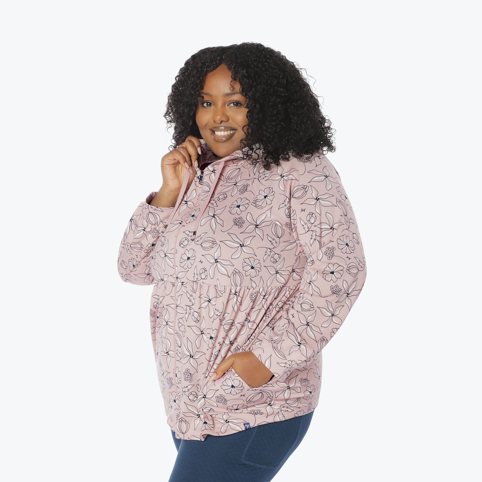 Shimmy Brushed Jersey Zip Up - SKETCH FLORAL BLUSH - Shimmy_Sketch_Floral_Blush_XL_03