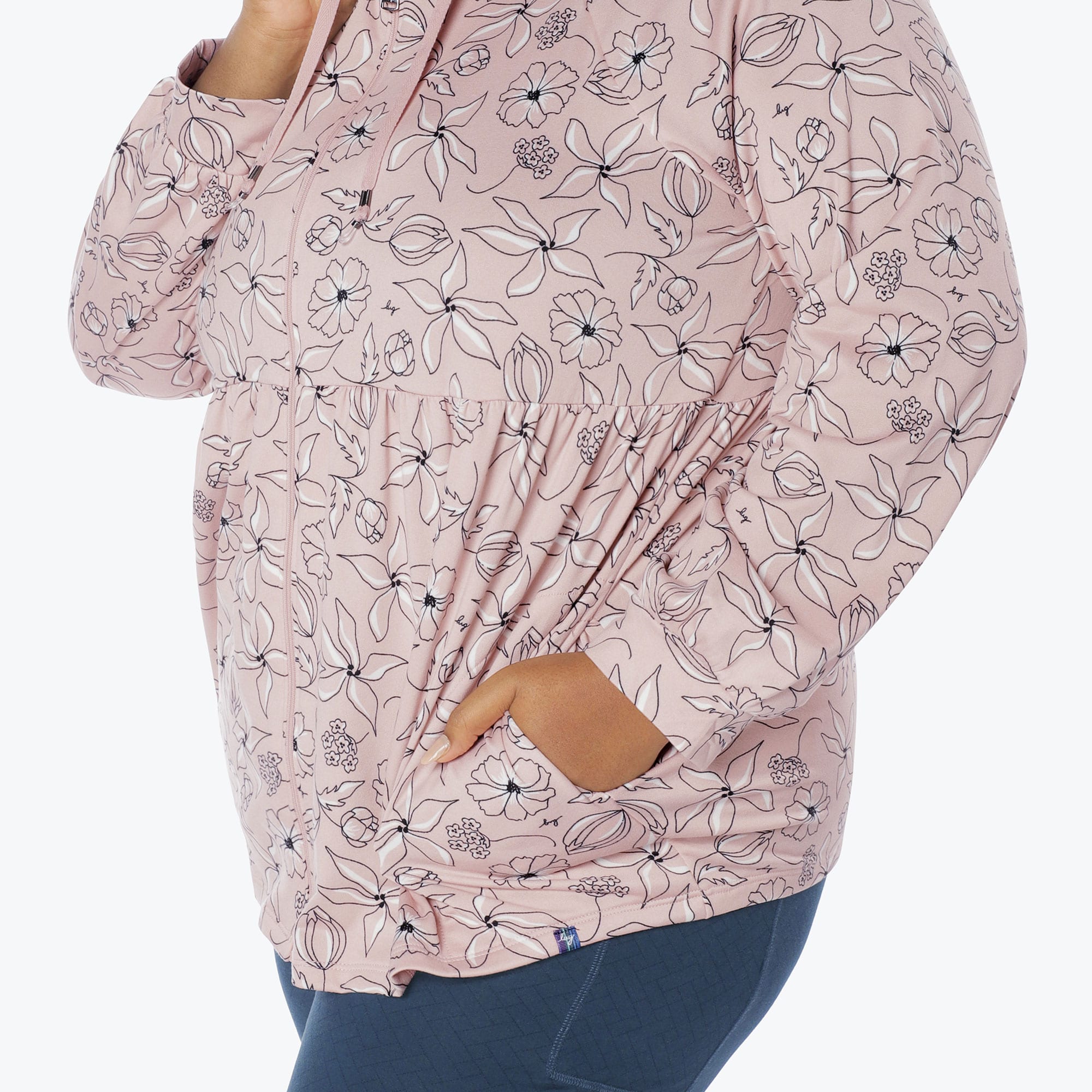 Shimmy Brushed Jersey Zip Up - SKETCH FLORAL BLUSH - Shimmy_Sketch_Floral_Blush_XL_04