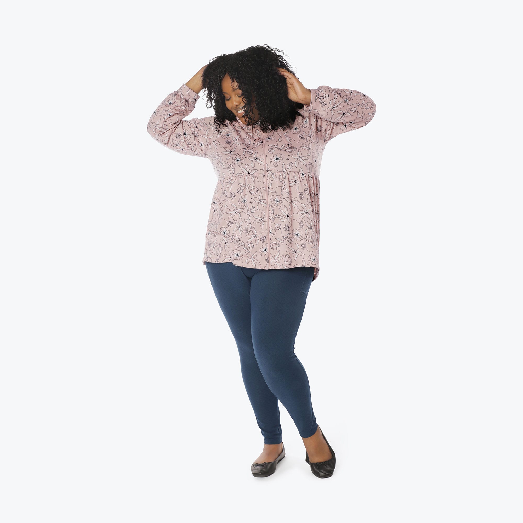 Shimmy Brushed Jersey Zip Up - SKETCH FLORAL BLUSH - Shimmy_Sketch_Floral_Blush_XL_05