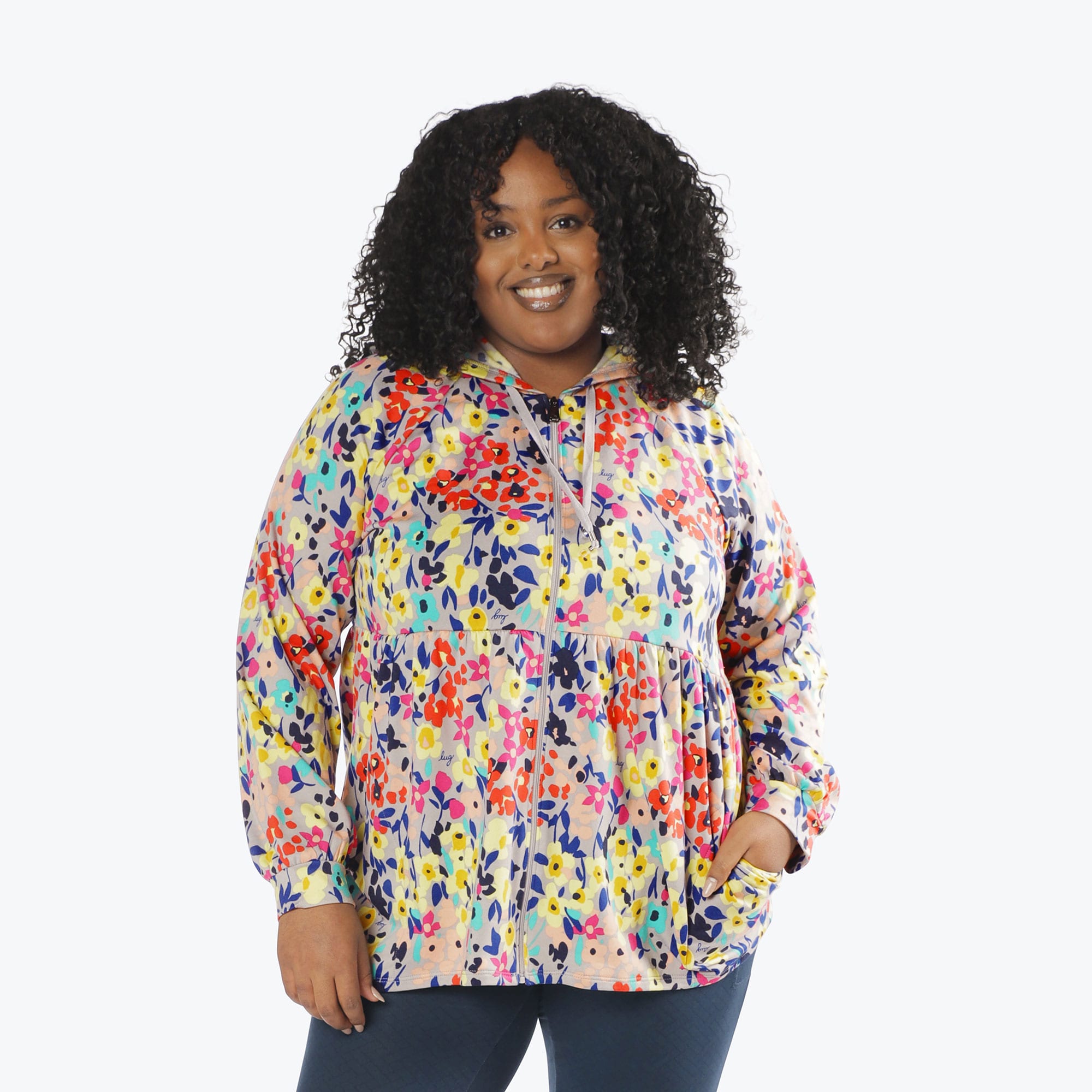 Shimmy Brushed Jersey Zip Up - WILDFLOWER MULTI - Shimmy_Wildflower_Multi_XL_01a
