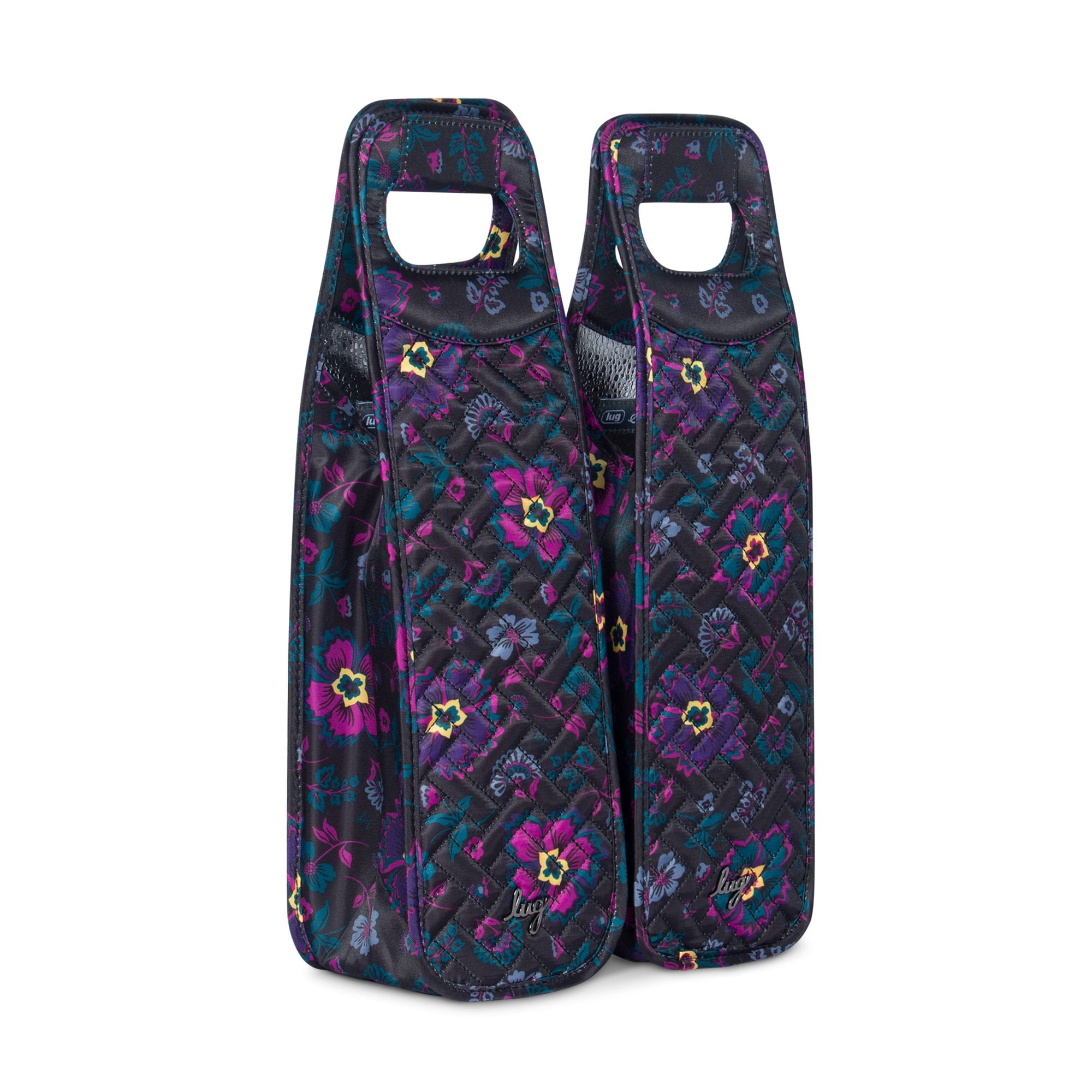 Shuttle 2pc Wine Totes - BOHO FLORAL BLACK - Shuttle2PC_BohoFloralBlack_02