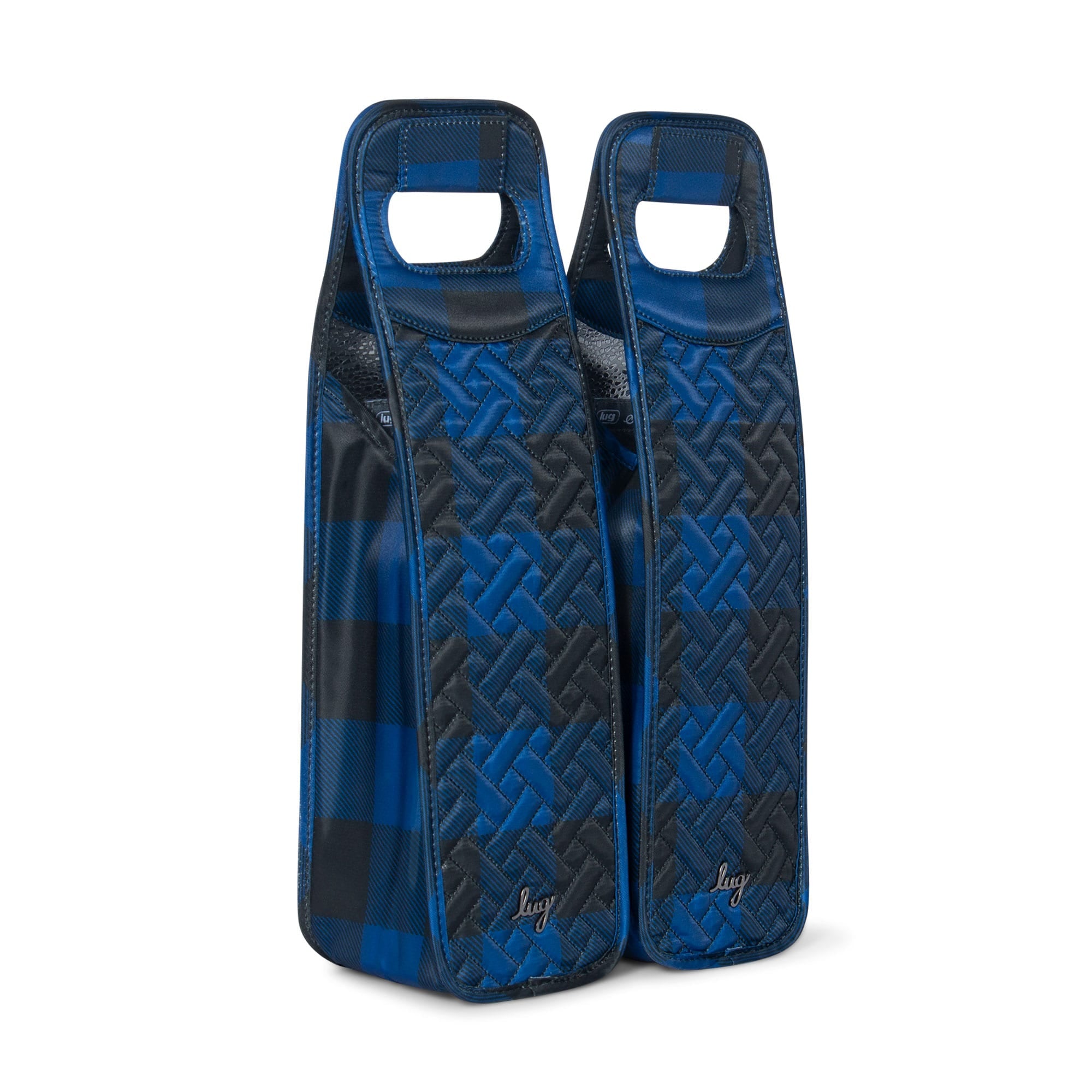 Shuttle 2pc Wine Totes - BUFFALO CHECK BLUE - Shuttle2PC_BuffaloCheckBlue_02