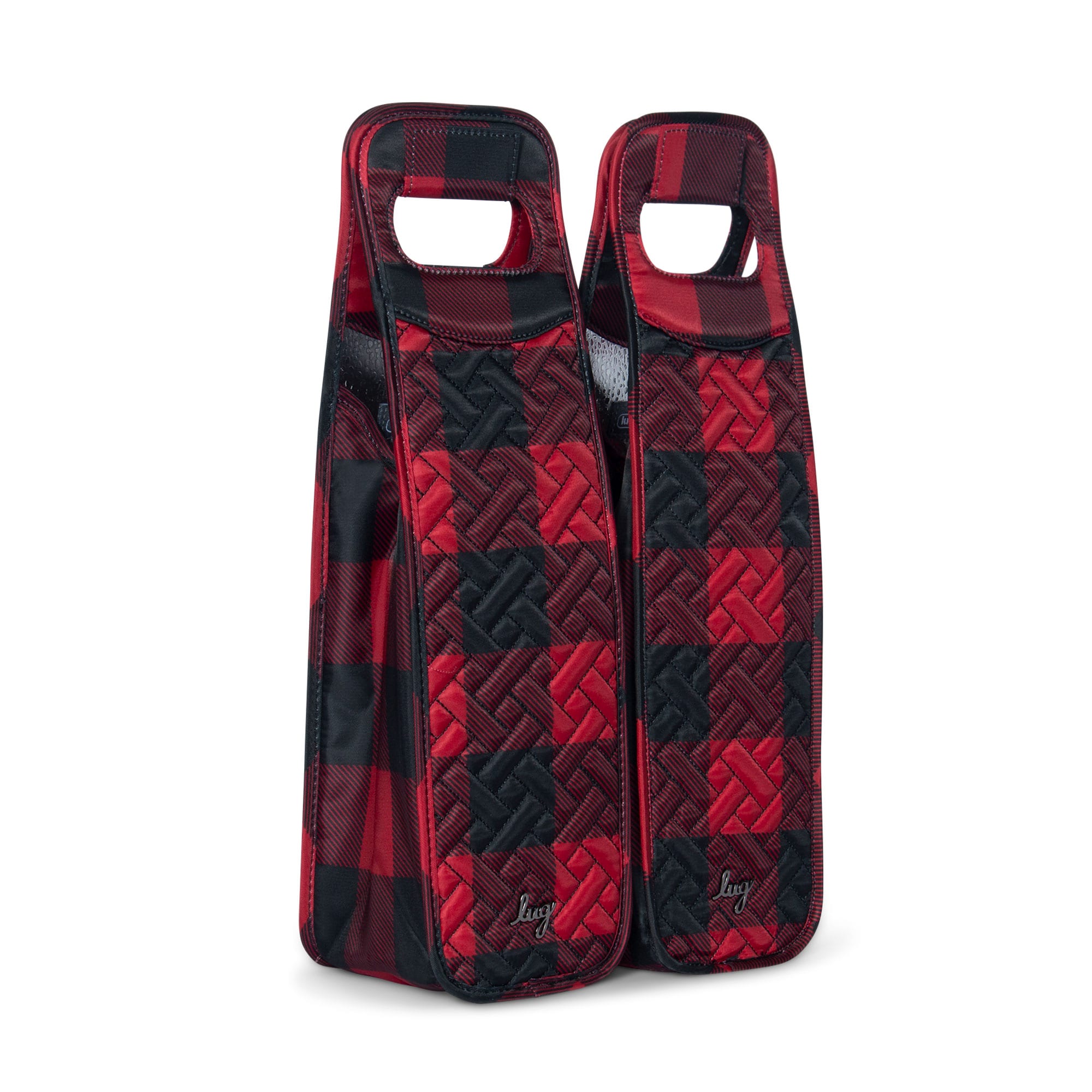 Shuttle 2pc Wine Totes - BUFFALO CHECK RED - Shuttle2PC_BuffaloCheckRed_02