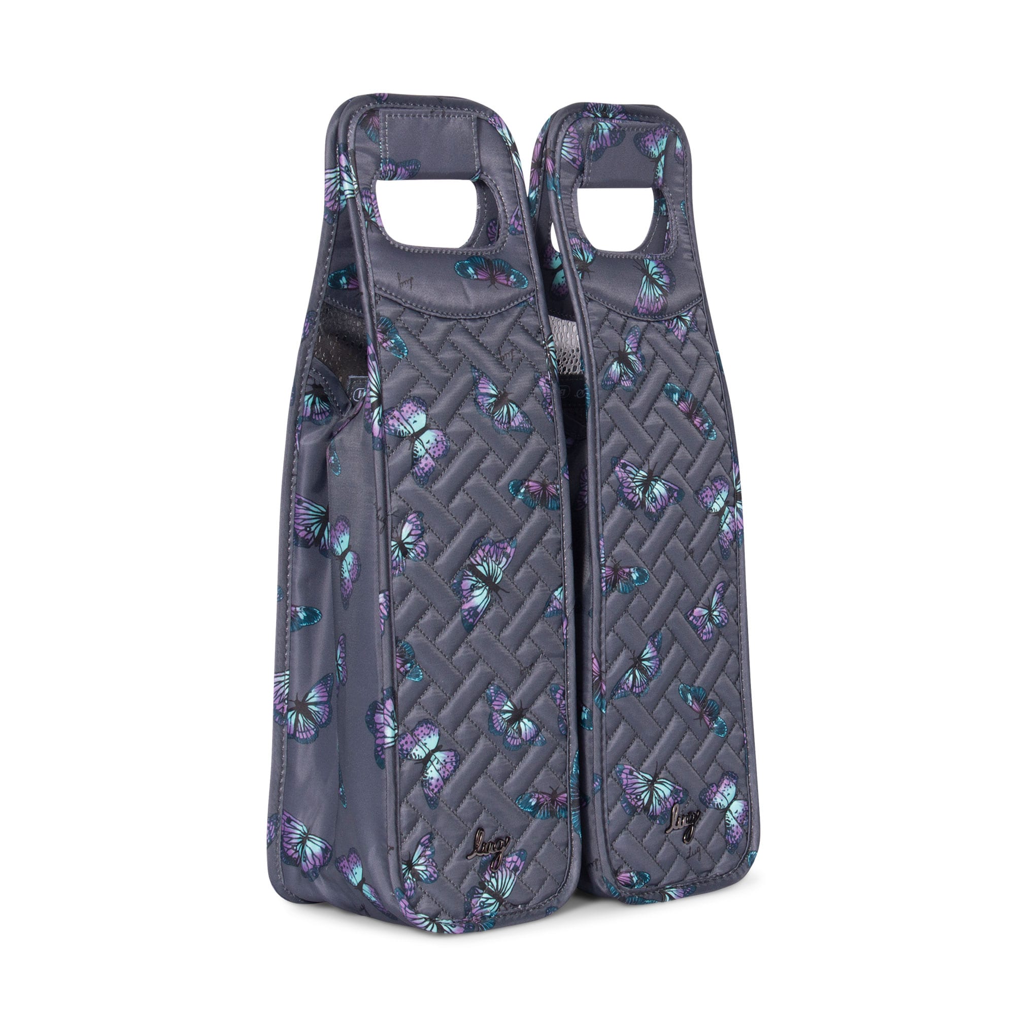 Shuttle 2pc Wine Totes - BUTTERFLY GREY - Shuttle2PC_ButterflyGrey_02