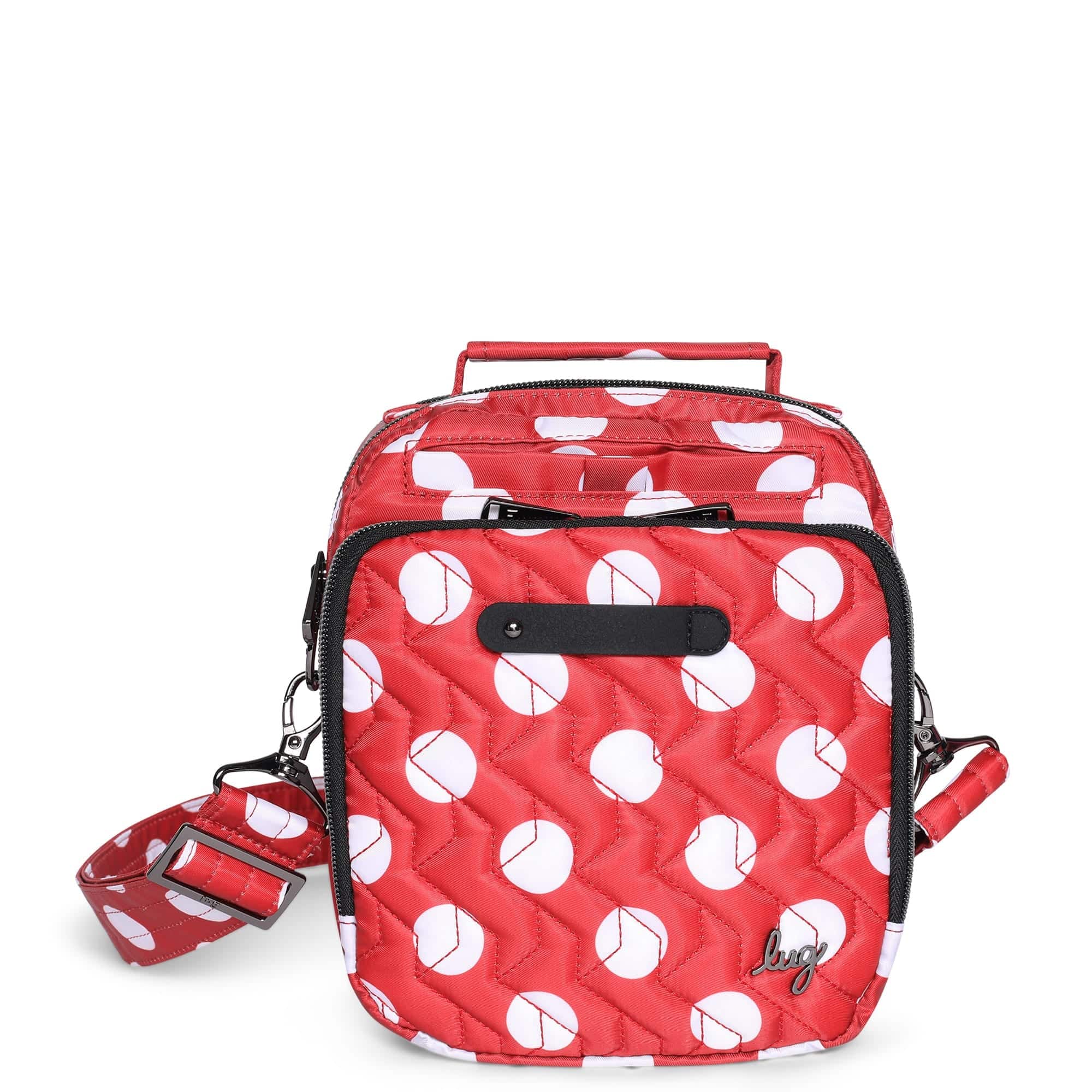 Skeeter Convertible Crossbody - CRIMSON LARGE DOT - SkeeterCharmBar_CrimsonLgDot_01