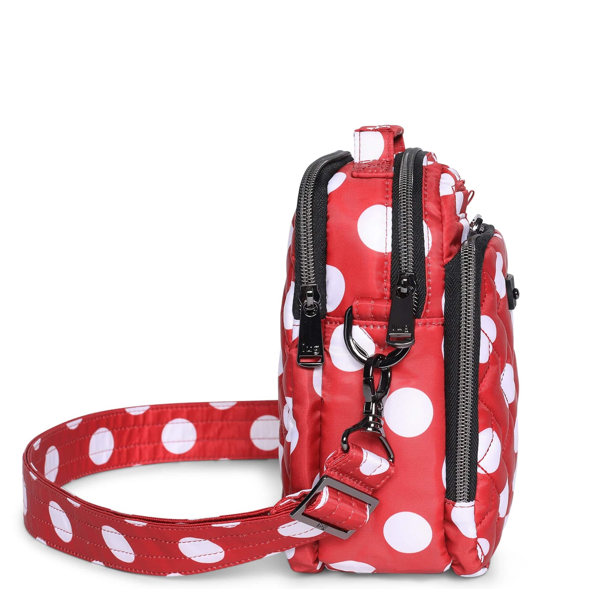 Skeeter Convertible Crossbody - CRIMSON LARGE DOT - SkeeterCharmBar_CrimsonLgDot_03