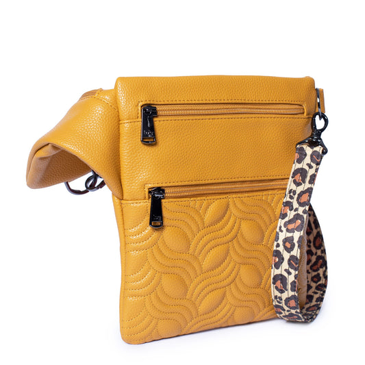 Skipper Classic VL Crossbody Bag - AMBER YELLOW - SkipperVL_AmberYellowLeopardBrownStrap_02