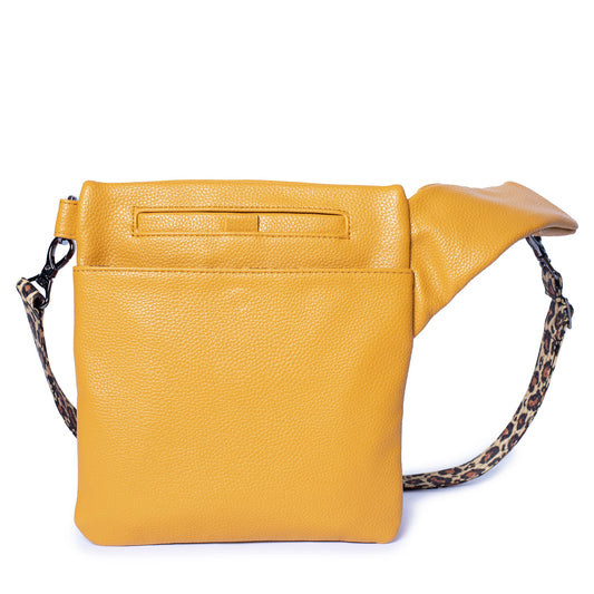 Skipper Classic VL Crossbody Bag - AMBER YELLOW - SkipperVL_AmberYellowLeopardBrownStrap_04