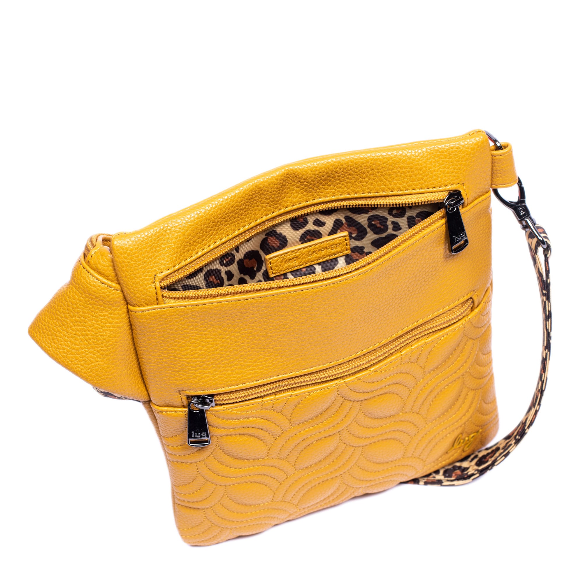 Skipper Classic VL Crossbody Bag - AMBER YELLOW - SkipperVL_AmberYellowLeopardBrownStrap_05
