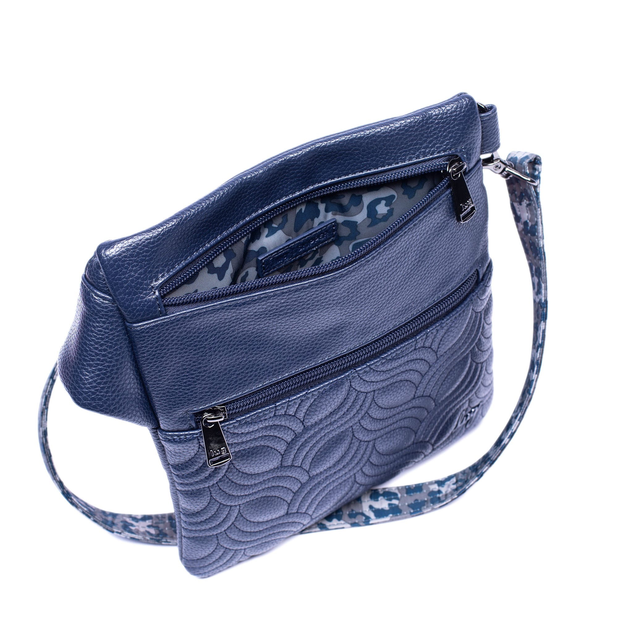 Skipper Classic VL Crossbody Bag - NAVY BLUE - SkipperVL_NavyLeopardNavyStrap_05