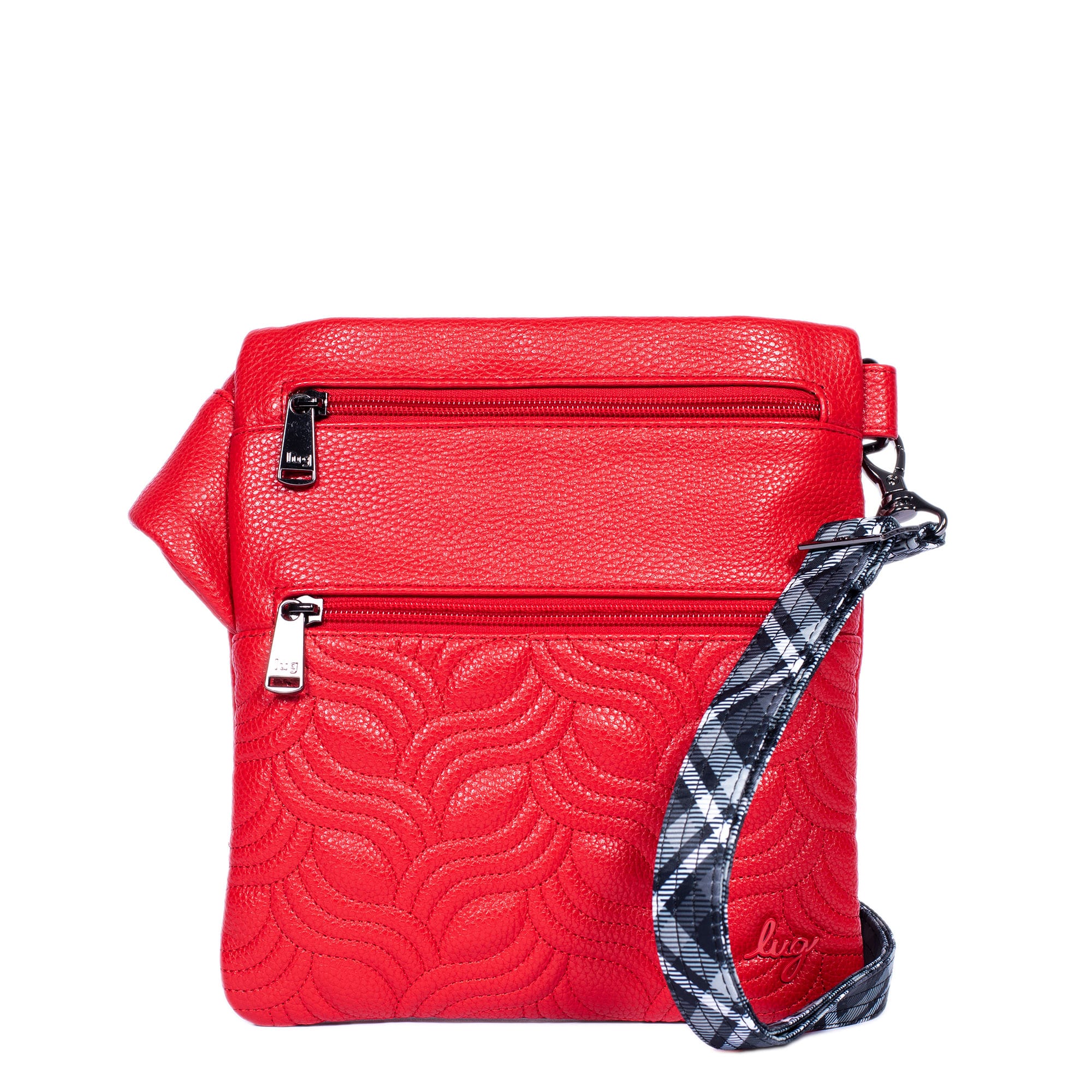 Skipper Classic VL Crossbody Bag - POPPY RED - SkipperVL_PoppyRedPlaidGreyStrap_01
