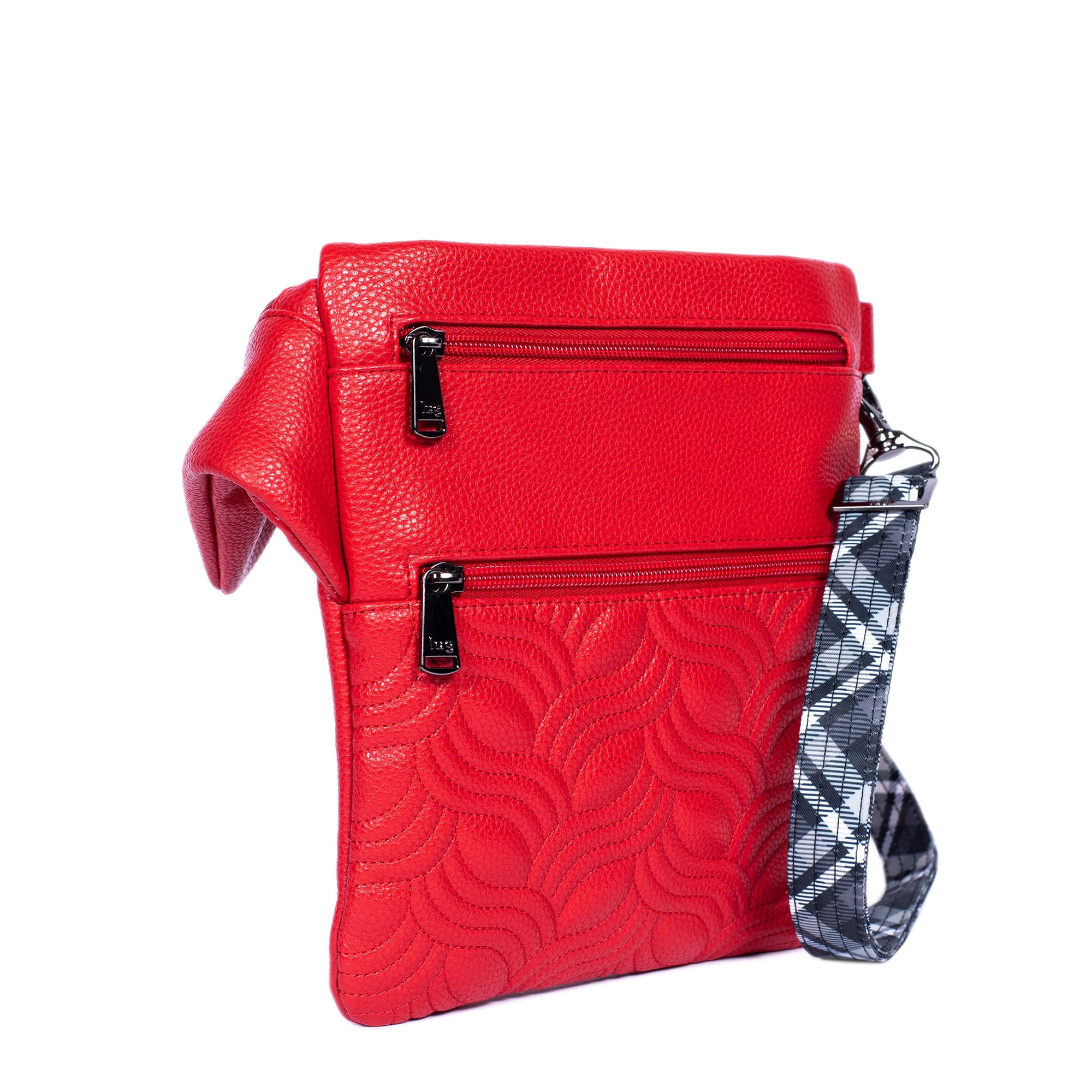 Skipper Classic VL Crossbody Bag - POPPY RED - SkipperVL_PoppyRedPlaidGreyStrap_02