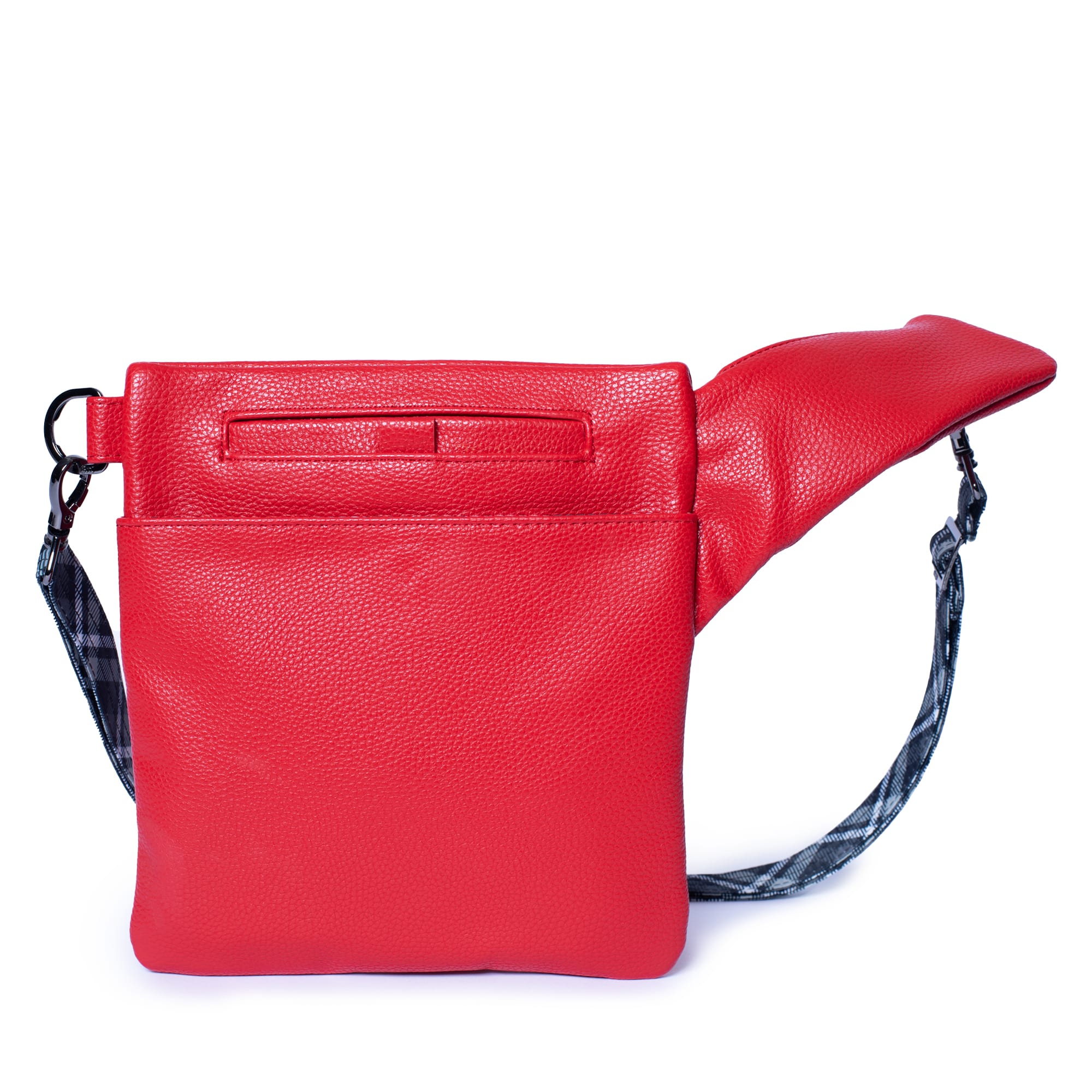 Skipper Classic VL Crossbody Bag - POPPY RED - SkipperVL_PoppyRedPlaidGreyStrap_04