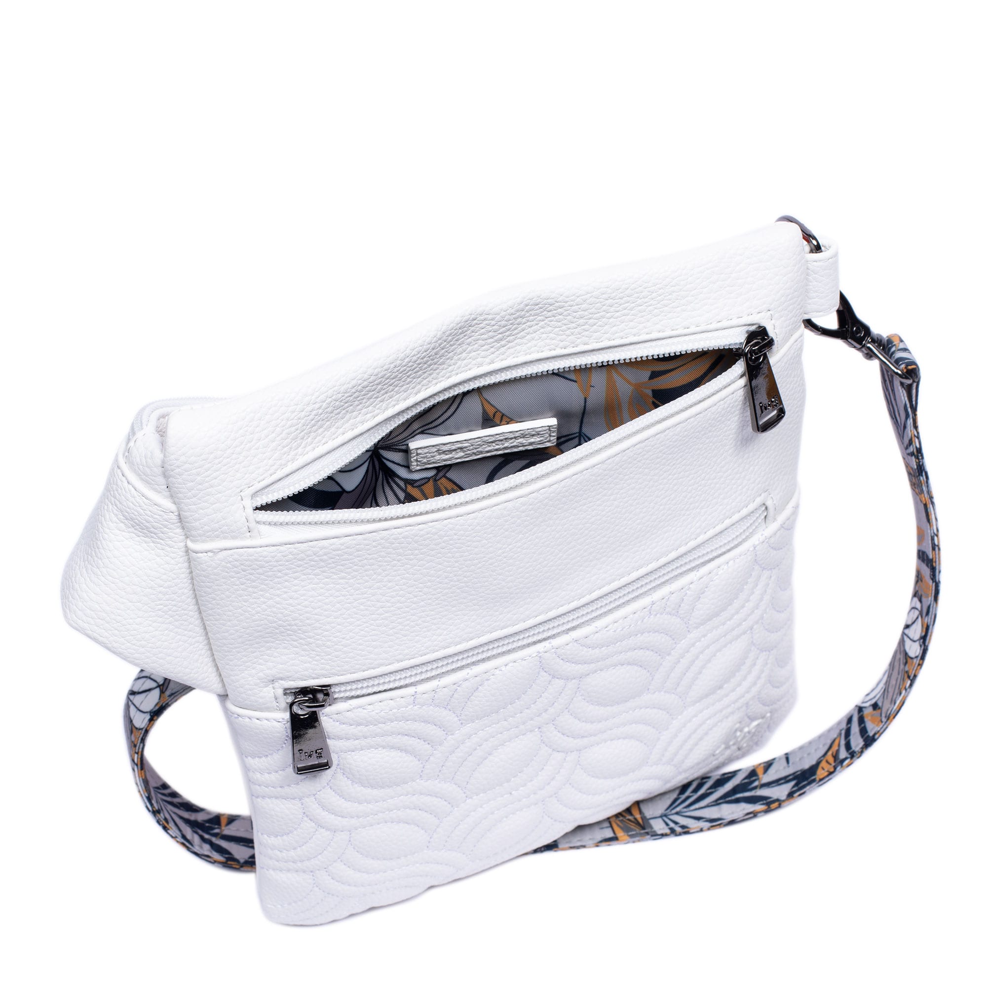 Skipper Classic VL Crossbody Bag - WHITE - SkipperVL_WhiteLilyGreyStrap_05