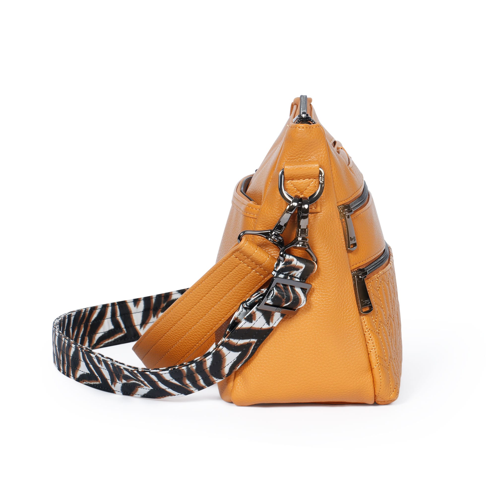 Lug Slider Classic VL Amber Yellow crossbody bag with adjustable strap and sleek design.