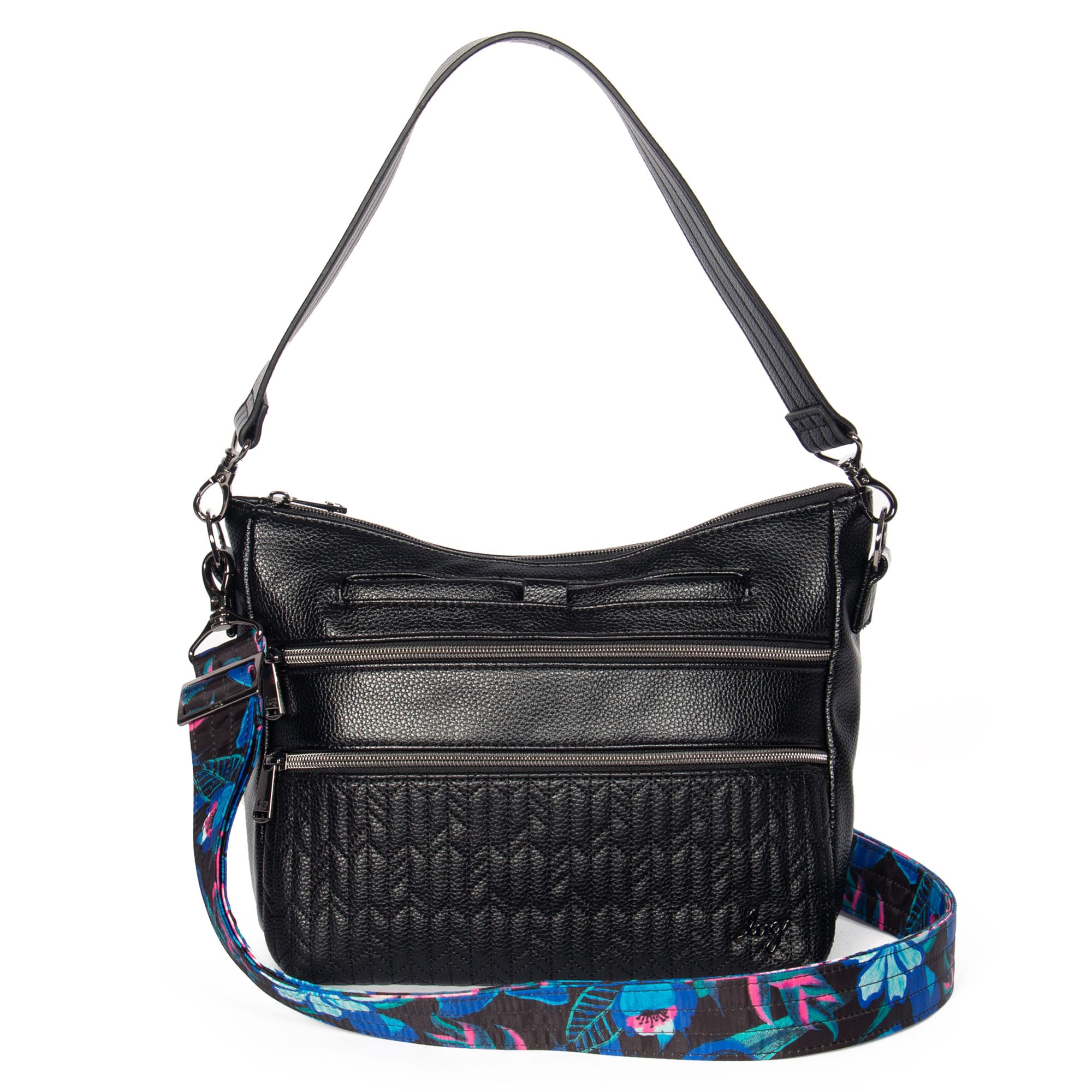 Black Lug Slider Classic VL crossbody bag with adjustable strap and sleek design, shown from the front.