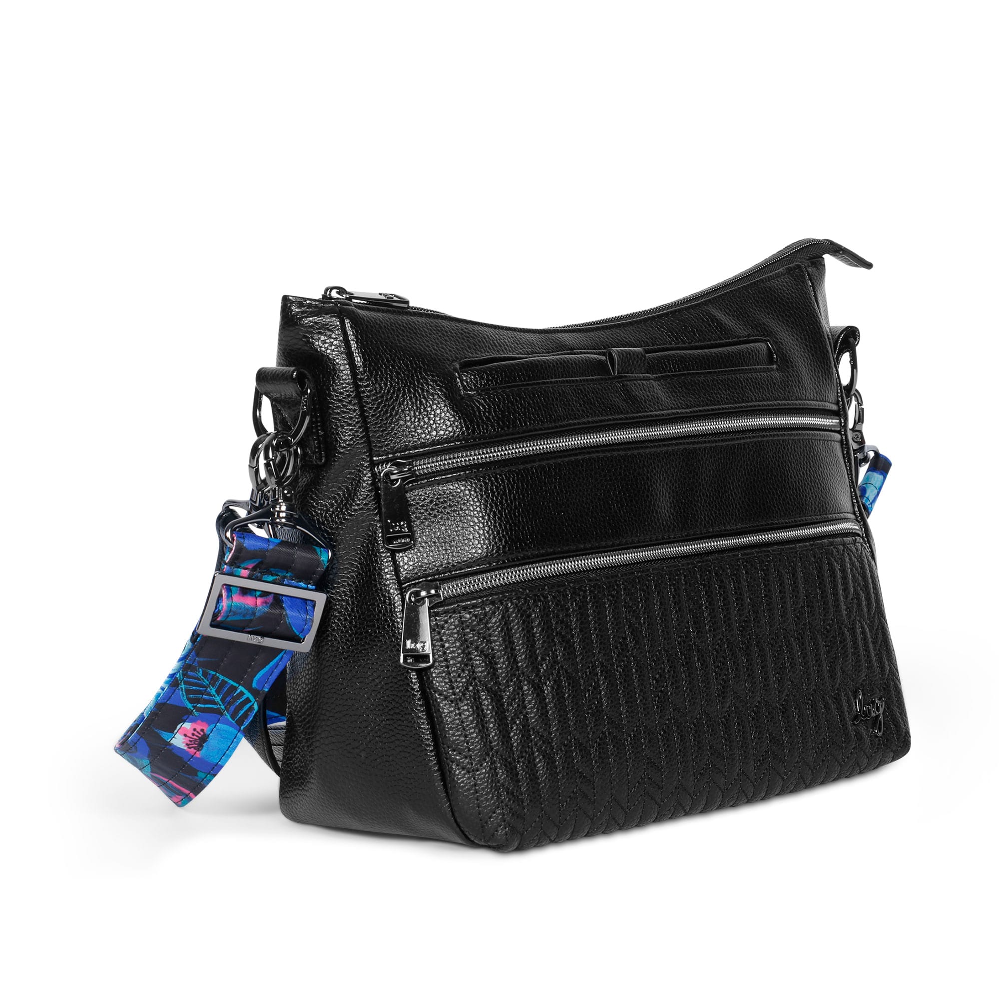 Black Lug Slider Classic VL crossbody bag with adjustable strap and sleek design, shown on a plain background.