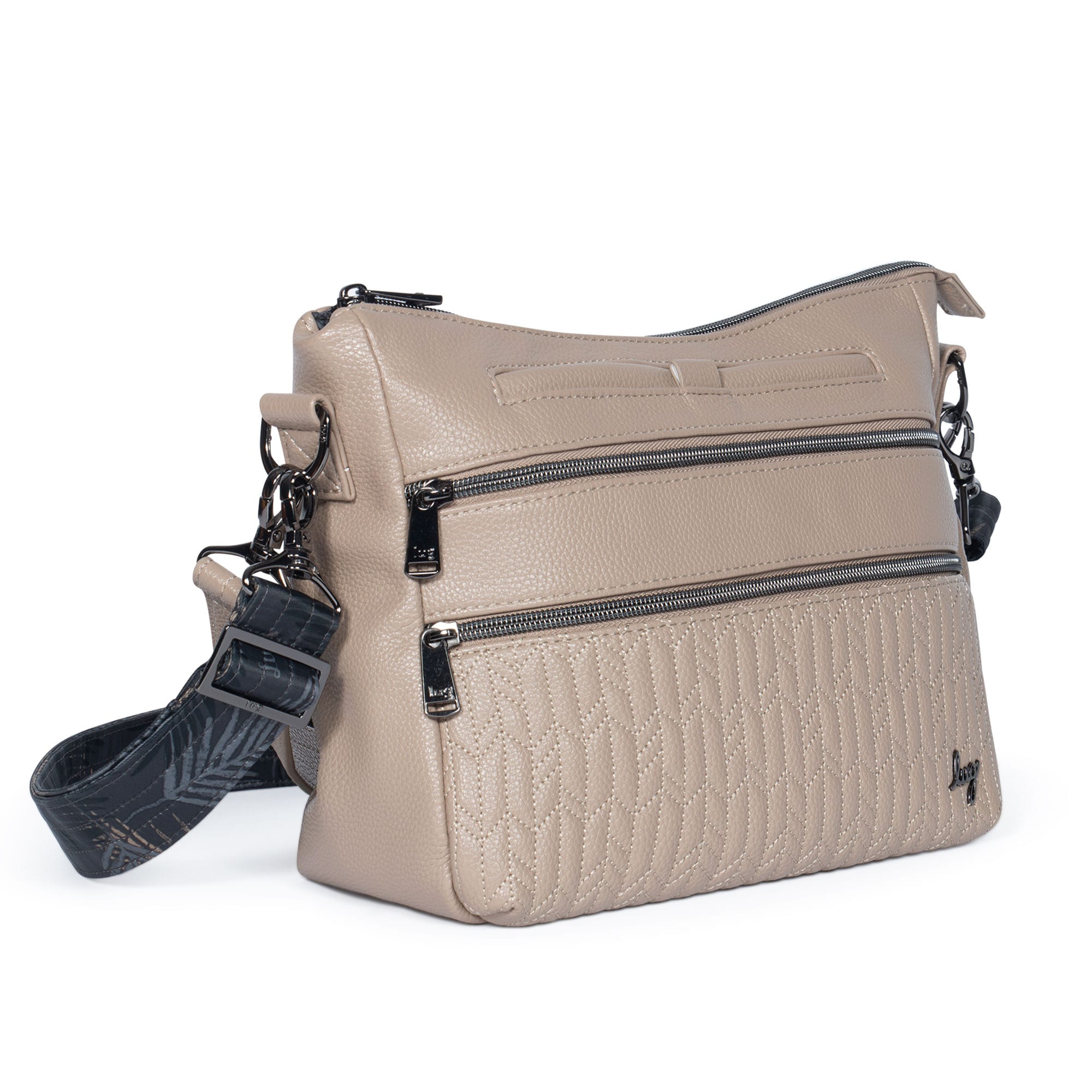 Lug Slider Classic VL crossbody bag in sandy color with adjustable strap, front zipper pocket, and compact design.