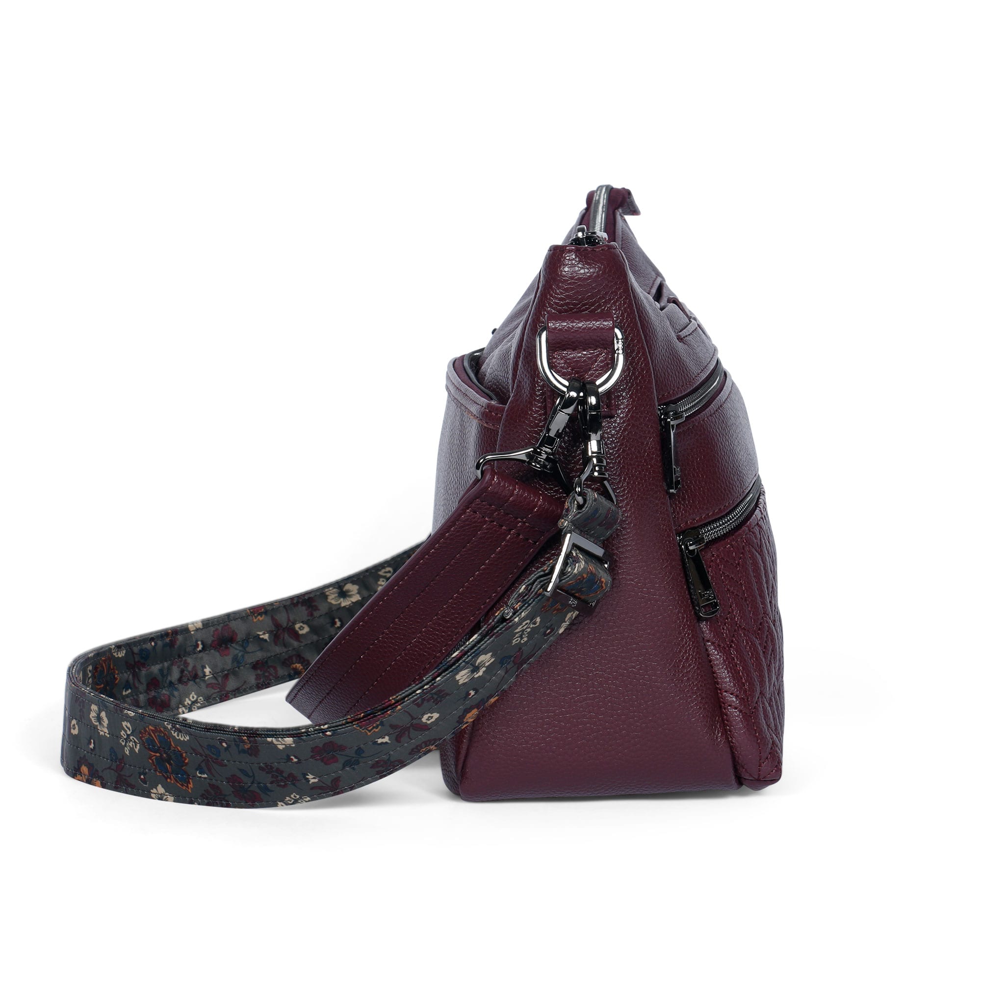 Lug Slider Classic VL crossbody bag in wine red with adjustable strap and sleek design, perfect for everyday use.