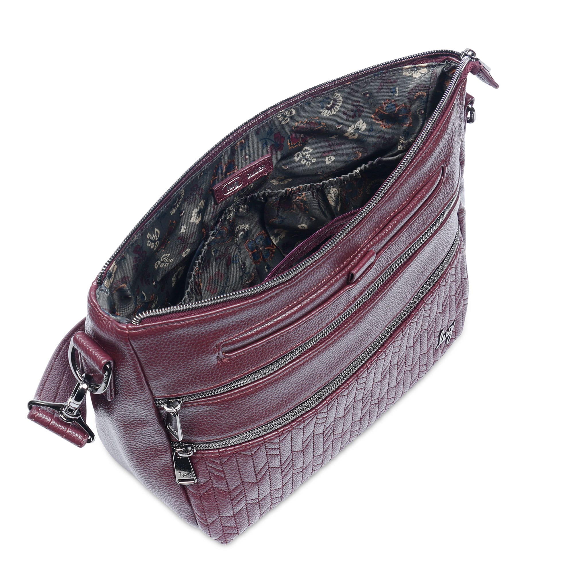 Lug Slider Classic VL crossbody bag in wine red with adjustable strap and sleek design, perfect for everyday use.