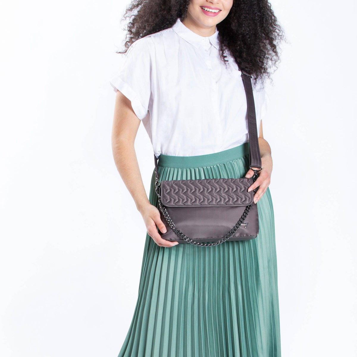 Soar Crossbody Bag - GUNMETAL GREY - Soar_Gunmetal_Model