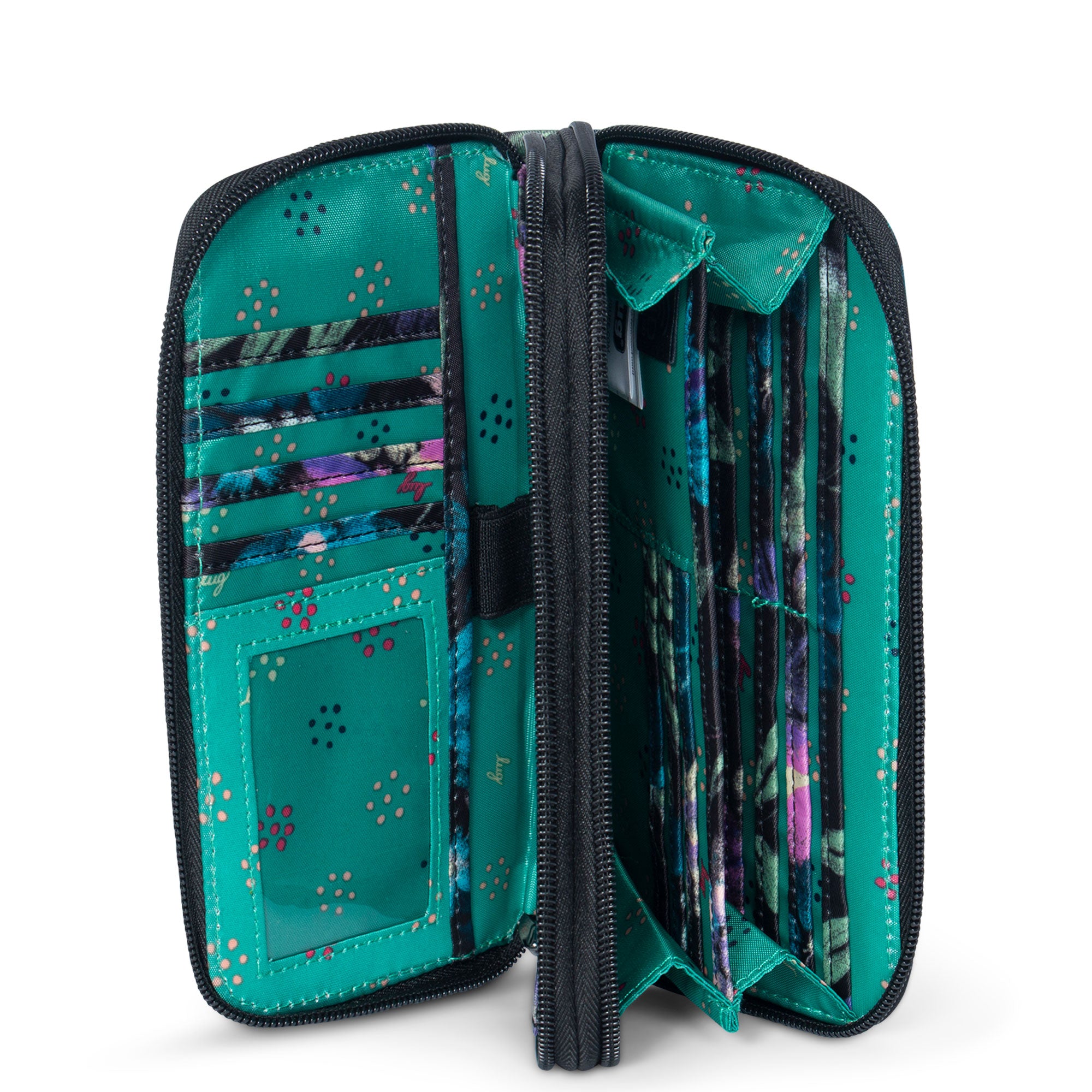 Splits XL Wristlet RFID Wallet - BLOOM BLACK - SplitsXL_BloomBlack_05