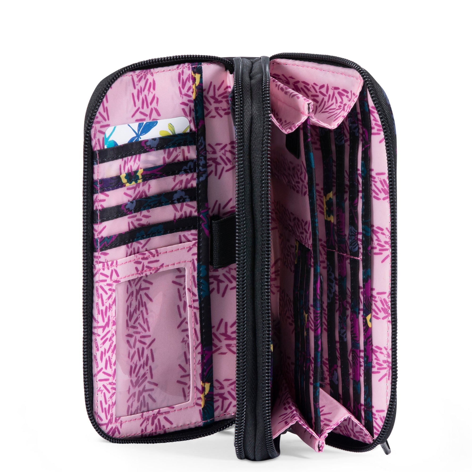 Splits XL Wristlet RFID Wallet - BOHO FLORAL BLACK - SplitsXL_BohoFloralBlack_05