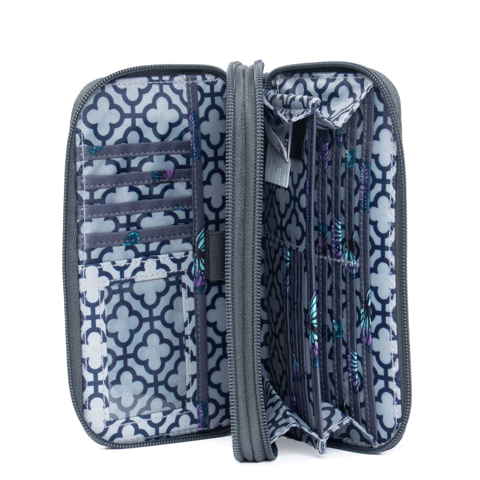 Splits XL Wristlet RFID Wallet - BUTTERFLY GREY - SplitsXL_ButterflyGrey_05