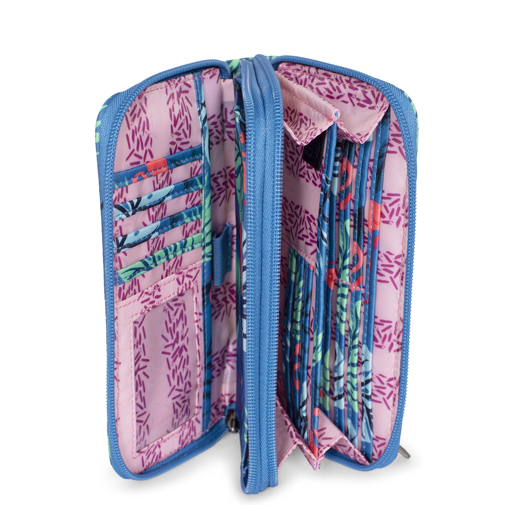 Splits XL Wristlet RFID Wallet - FLAMINGO BLUE - SplitsXL_FlamingoBlue_05