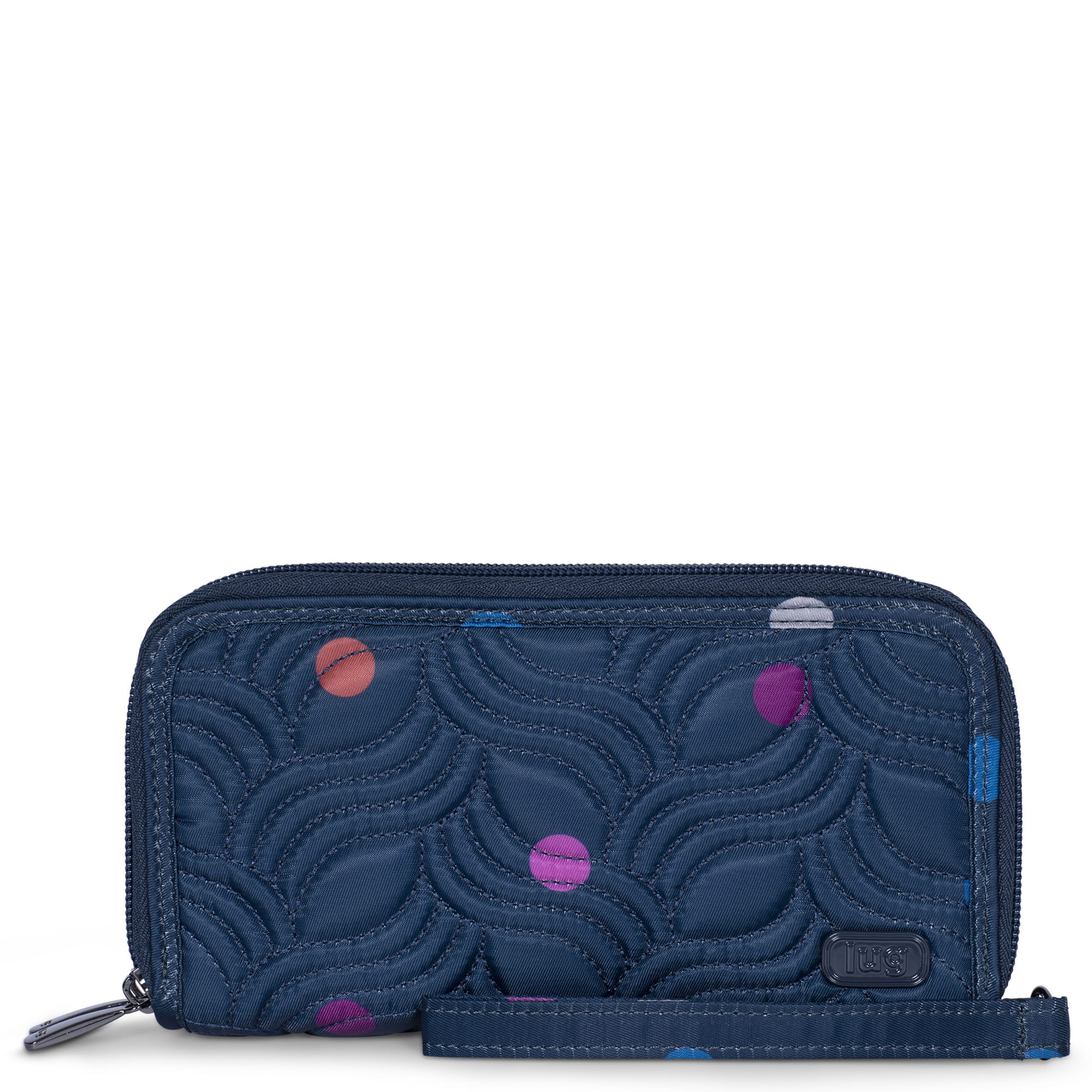 Splits XL Wristlet RFID Wallet - MULTI DOTS NAVY - SplitsXL_MultiDotNavy_01
