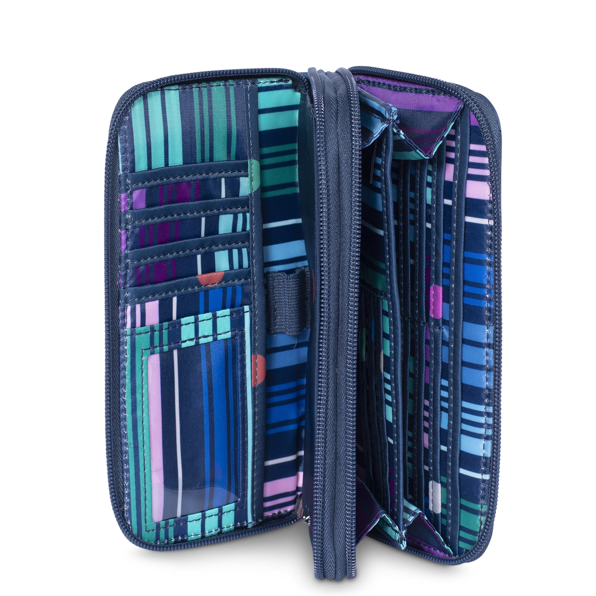 Splits XL Wristlet RFID Wallet - MULTI DOTS NAVY - SplitsXL_MultiDotNavy_05