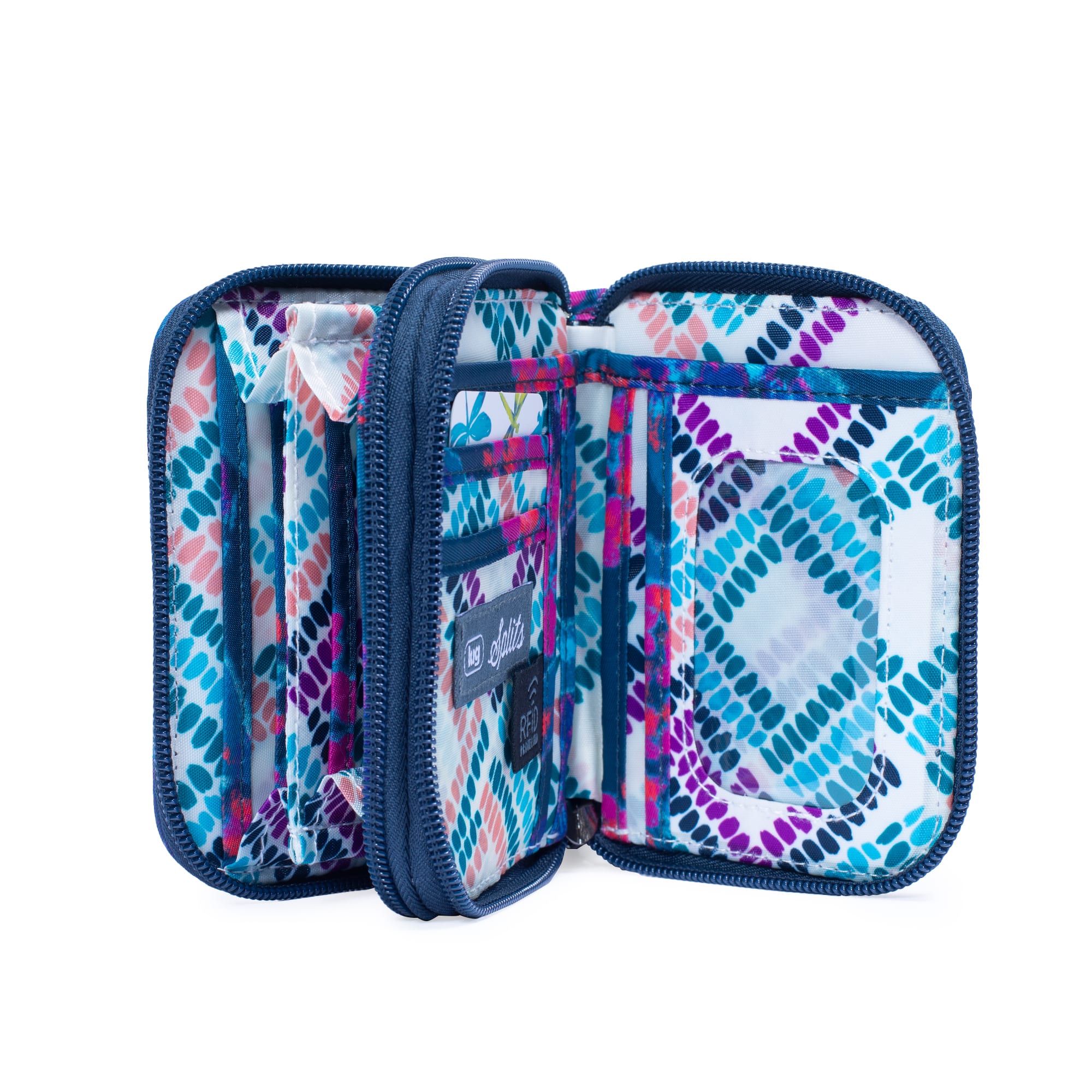 Splits Compact RFID Wallet - HYDRANGEA NAVY - Splits_HydrangeaNavy_05