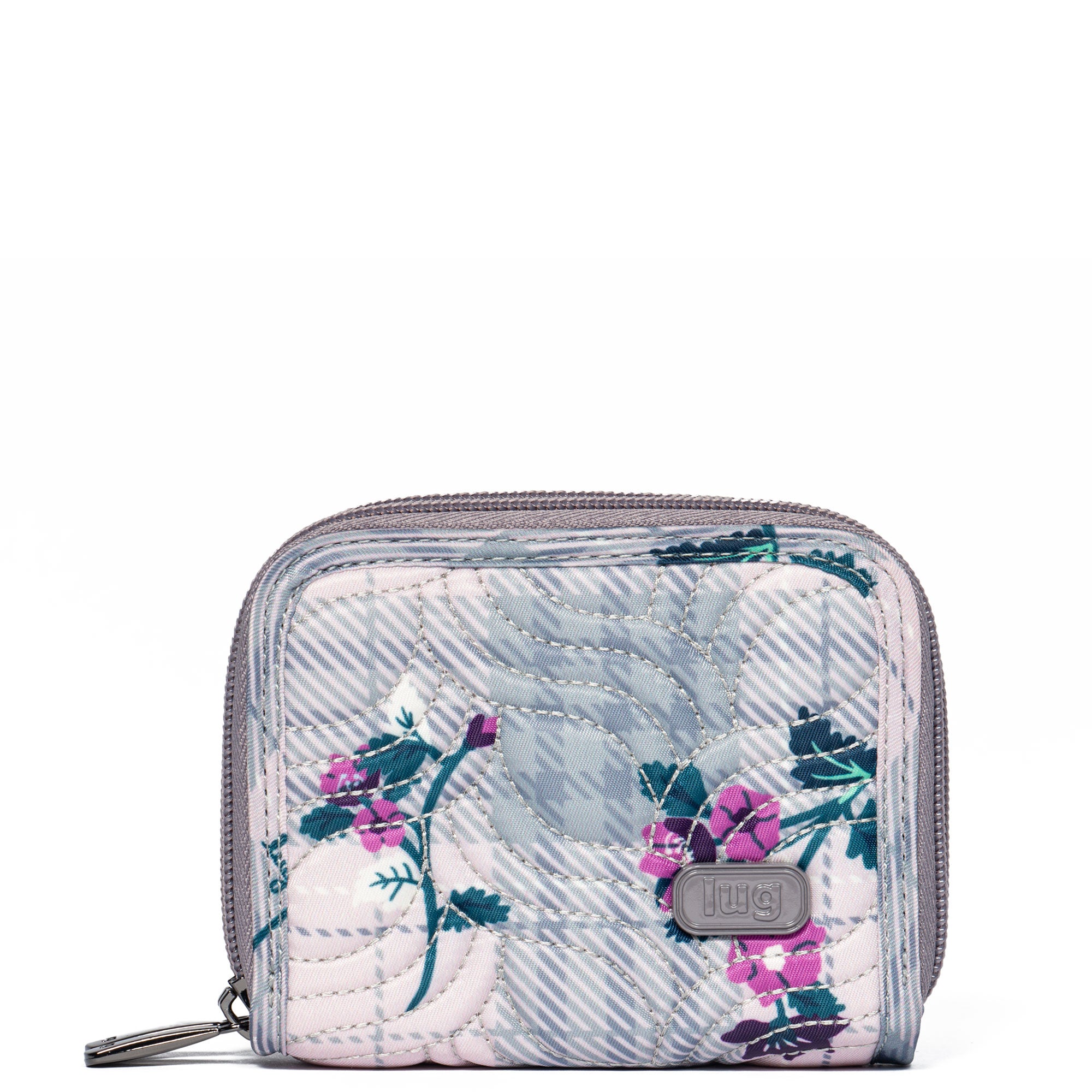 Splits Compact RFID Wallet - PLAID FLORAL PEARL - Splits_PlaidFloralPearl_01