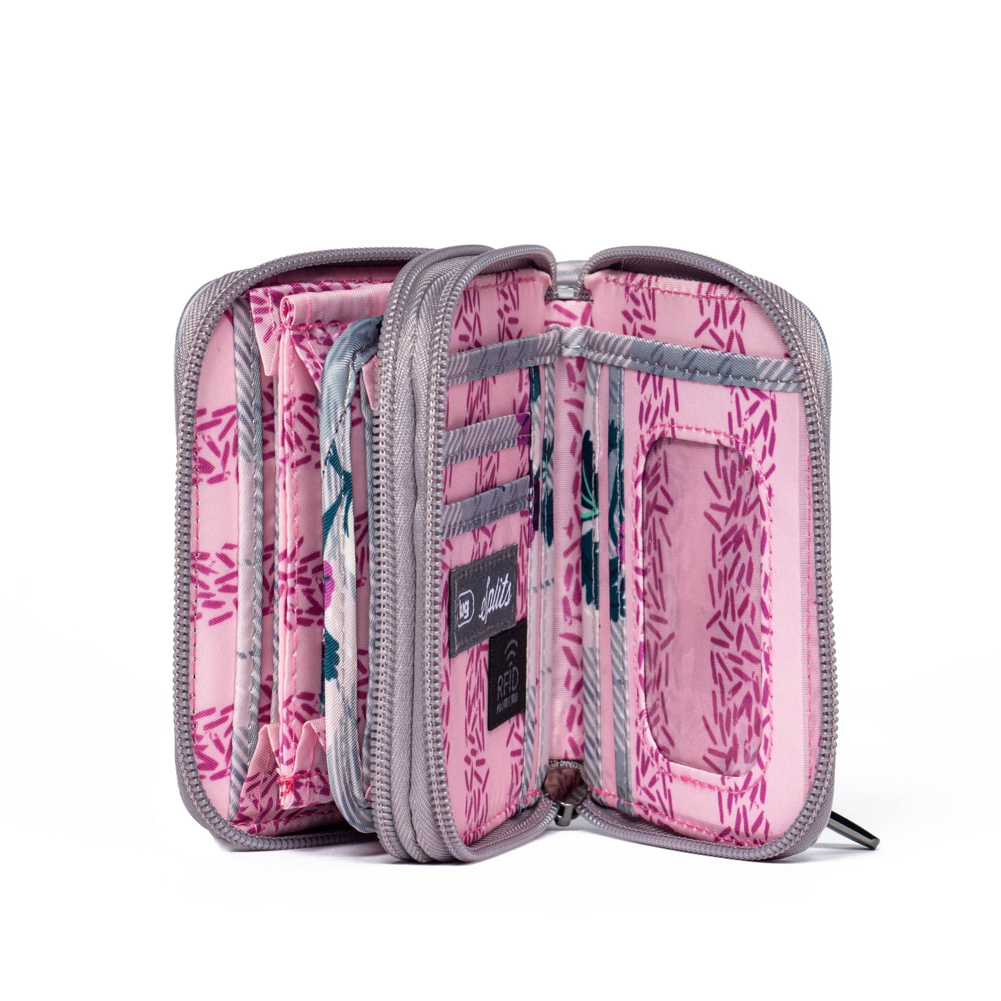 Splits Compact RFID Wallet - PLAID FLORAL PEARL - Splits_PlaidFloralPearl_05