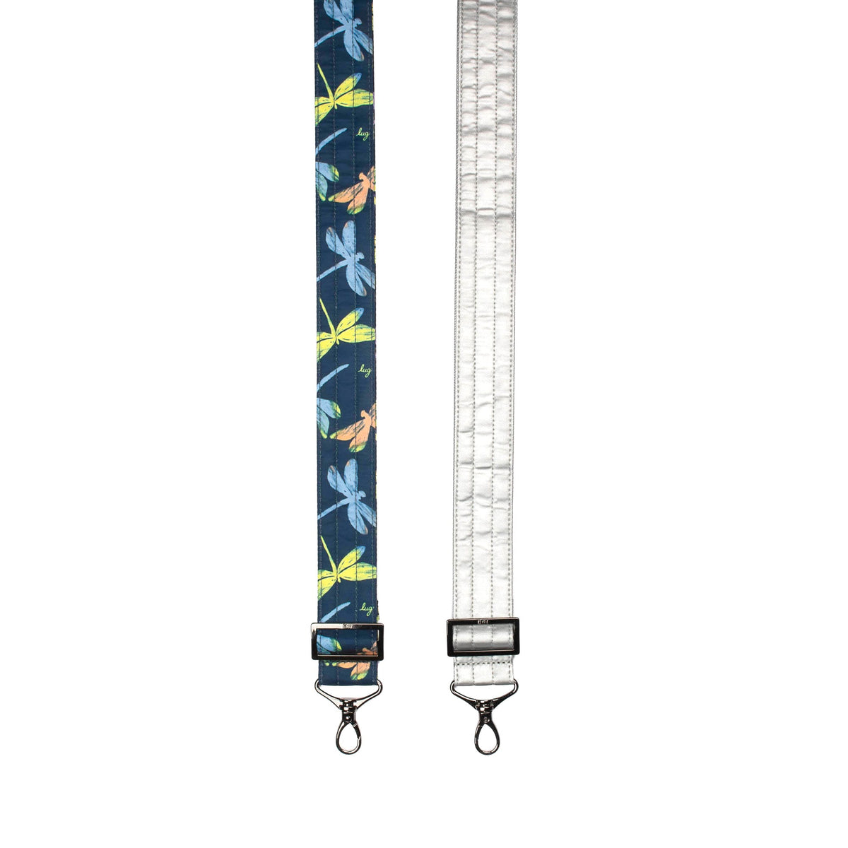 Adjustable 2pc Bag Straps - 1.5&quot; - DRAGONFLY ICEPOP METALLIC SILVER - Strap_DragonflyIcePop_MetallicSilver_02